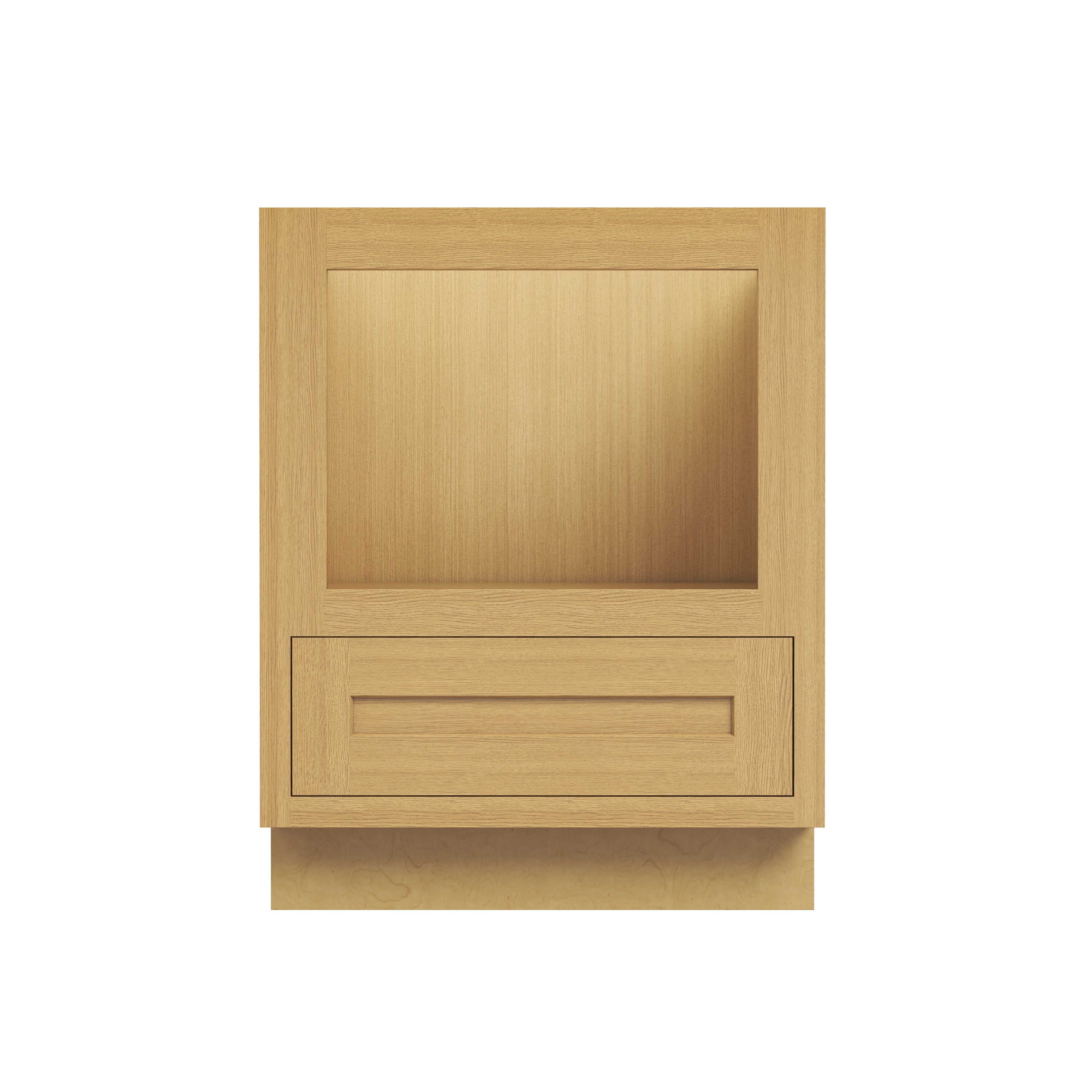 Inset Hazelnut Oak RTA 27-30"W x 34.5"H x 25"D 2-Size Drawer Base Cabinet with Microwave Opening