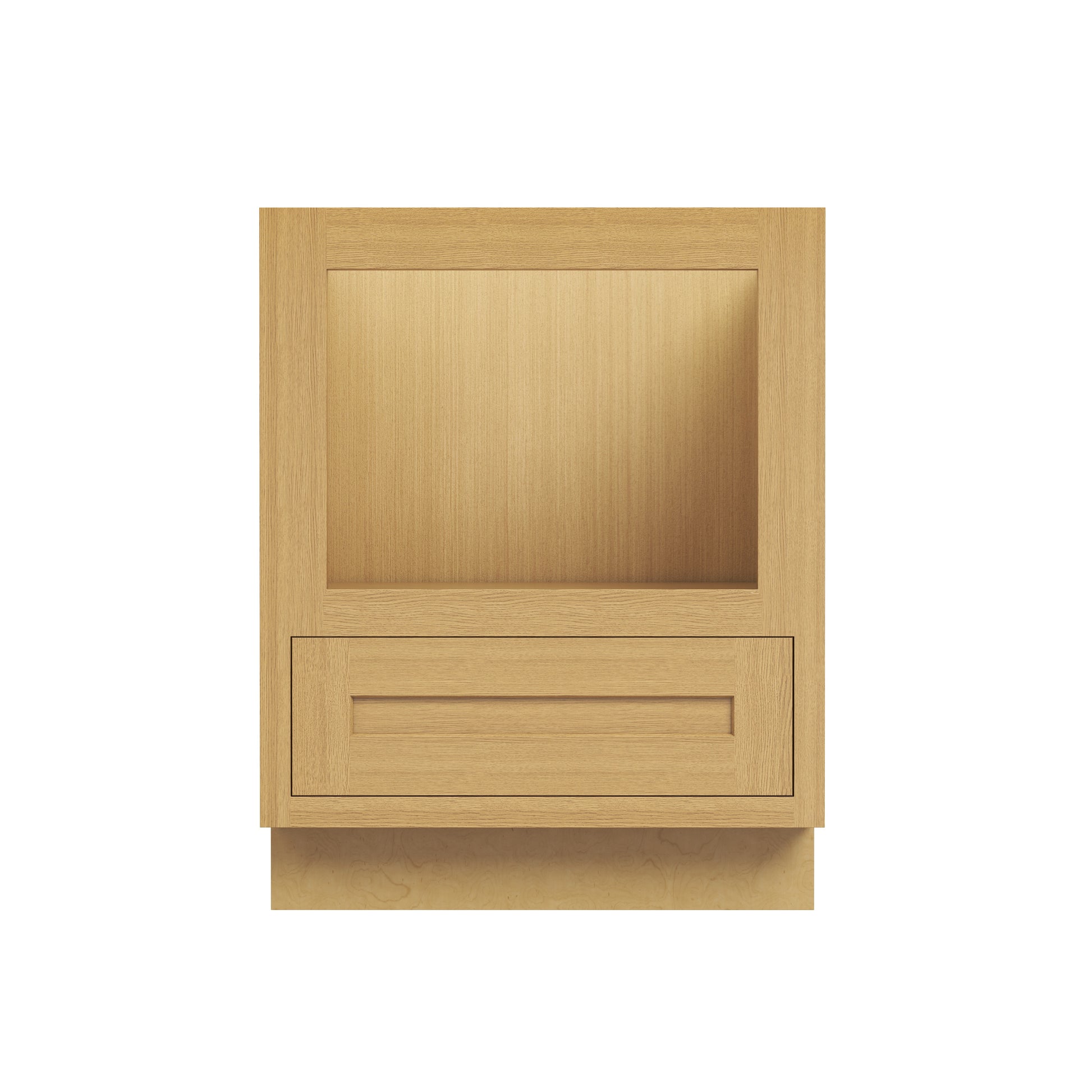 Inset Hazelnut Oak RTA 27-30"W x 34.5"H x 25"D 2-Size Drawer Base Cabinet with Microwave Opening