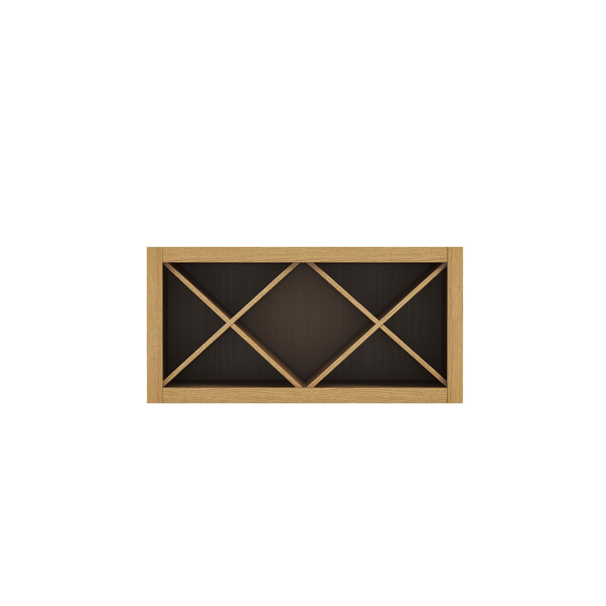 Inset Hazelnut Oak RTA 30-36"W x 15-18"H x 13.5"D 4-Size X-Shaped Wine Grid Wall Rack Cabinet