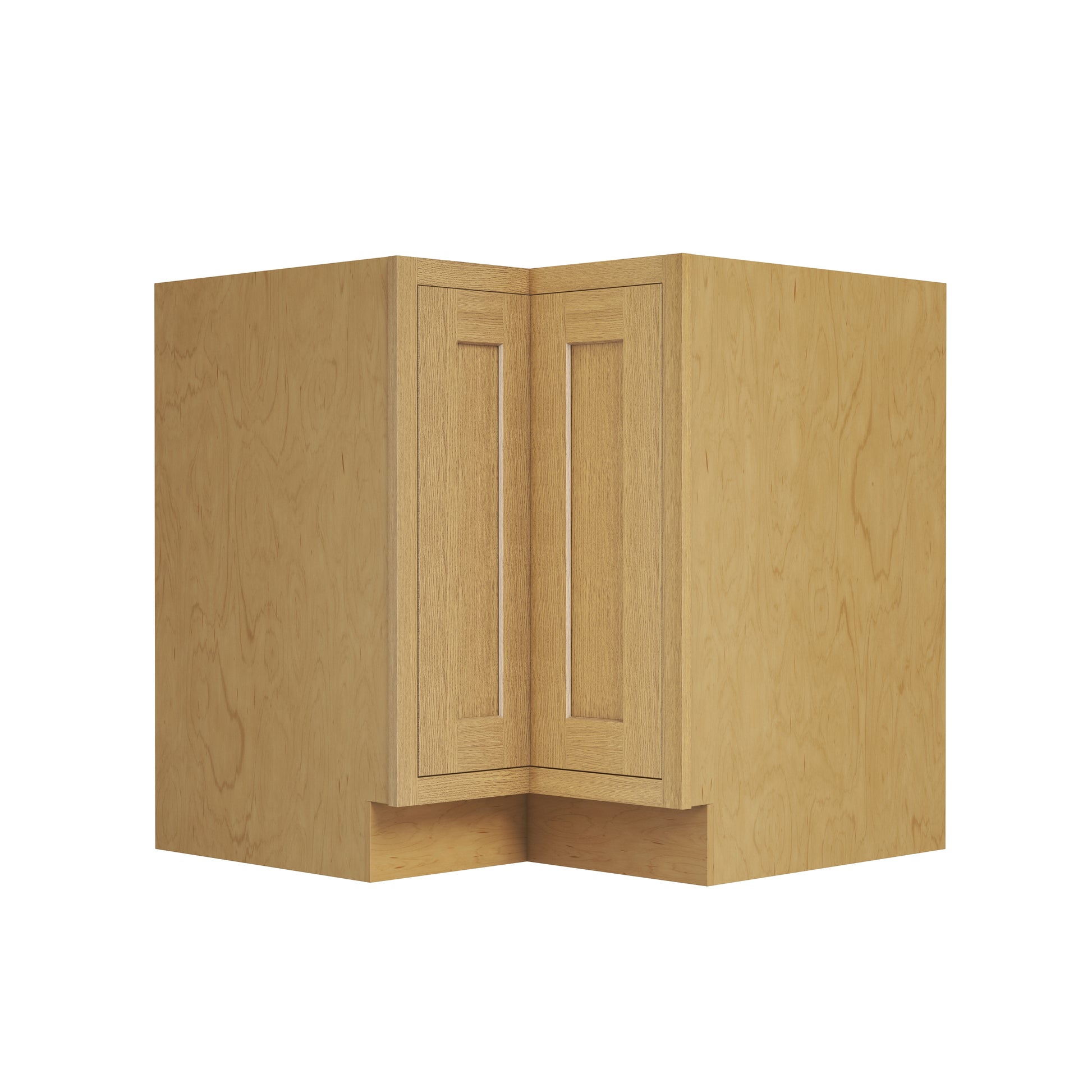 Inset Hazelnut Oak RTA 34-37"W x 34.5"H x 25"D 2-Size Lazy Susan Base Cabinet with Pull-out Shelf and Bi-fold Door