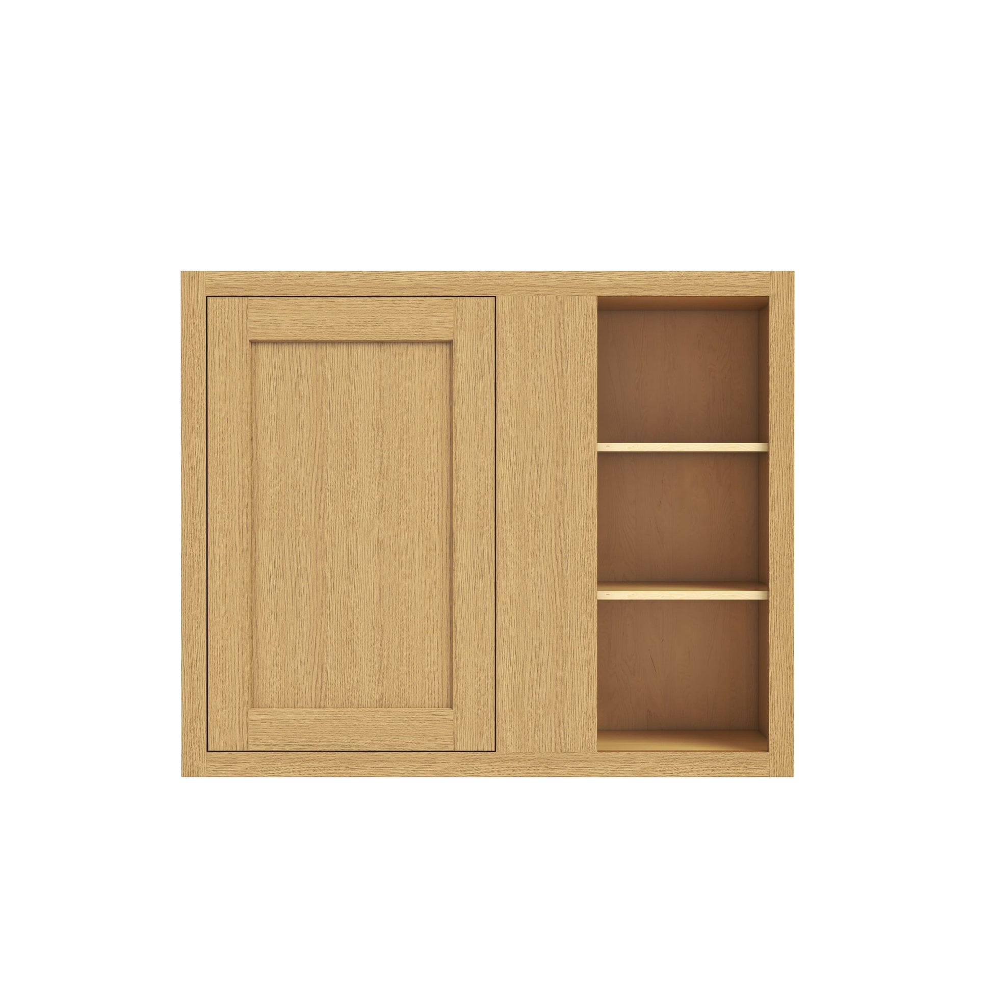 Inset Hazelnut Oak RTA 36"W x 30-42"H x 13.5"D 3-Size Blind Corner Wall Cabinet with 2-3 Shelves