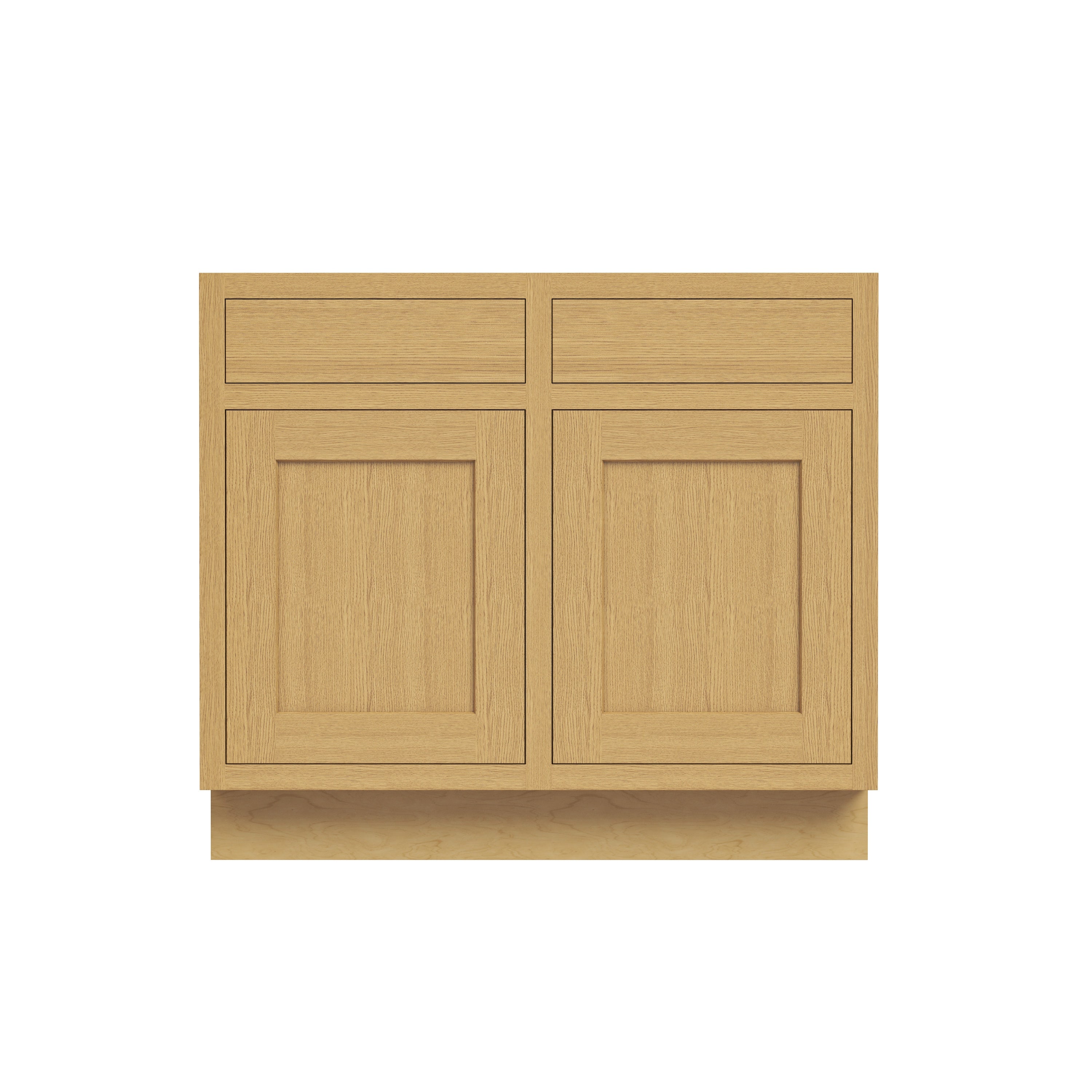 Inset Hazelnut Oak RTA 39-42"W x 34.5"H x 25"D 2-Size Double Drawers Base Cabinet with 2 Doors