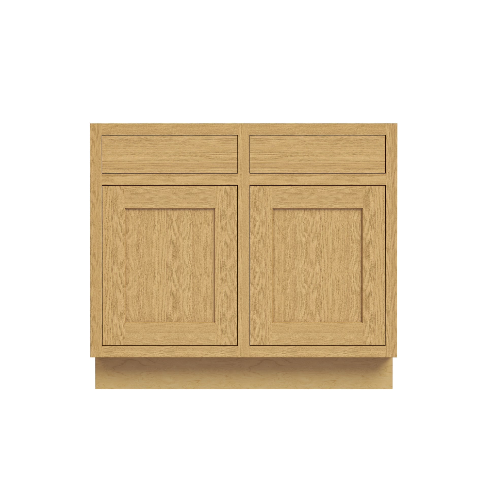 Inset Hazelnut Oak RTA 39-42"W x 34.5"H x 25"D 2-Size Double Drawers Base Cabinet with 2 Doors