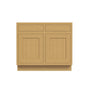Inset Hazelnut Oak RTA 39-42"W x 34.5"H x 25"D 2-Size Sink Base Cabinet with 2 Doors and 2 False Drawers
