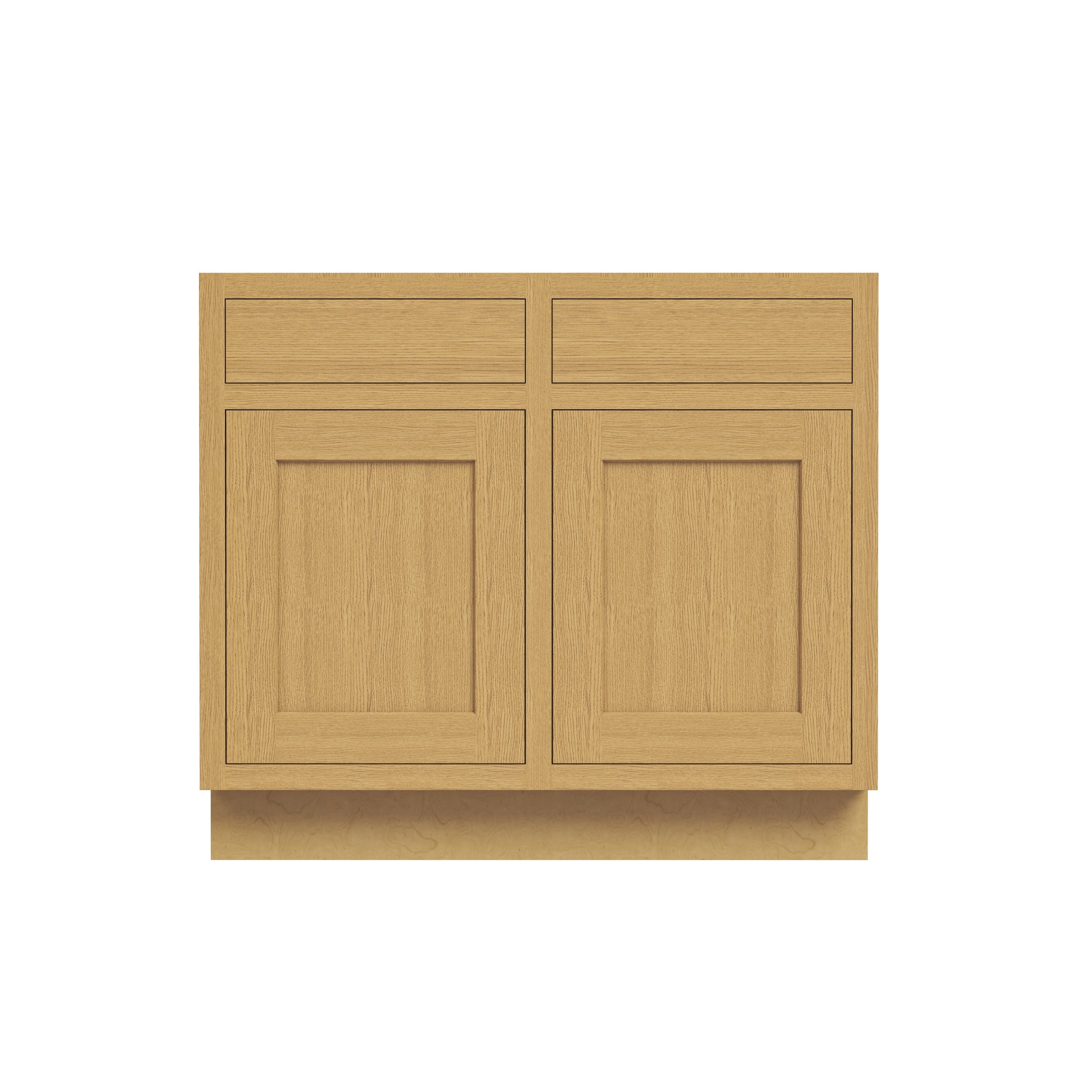 Inset Hazelnut Oak RTA 39-42"W x 34.5"H x 25"D 2-Size Sink Base Cabinet with 2 Doors and 2 False Drawers