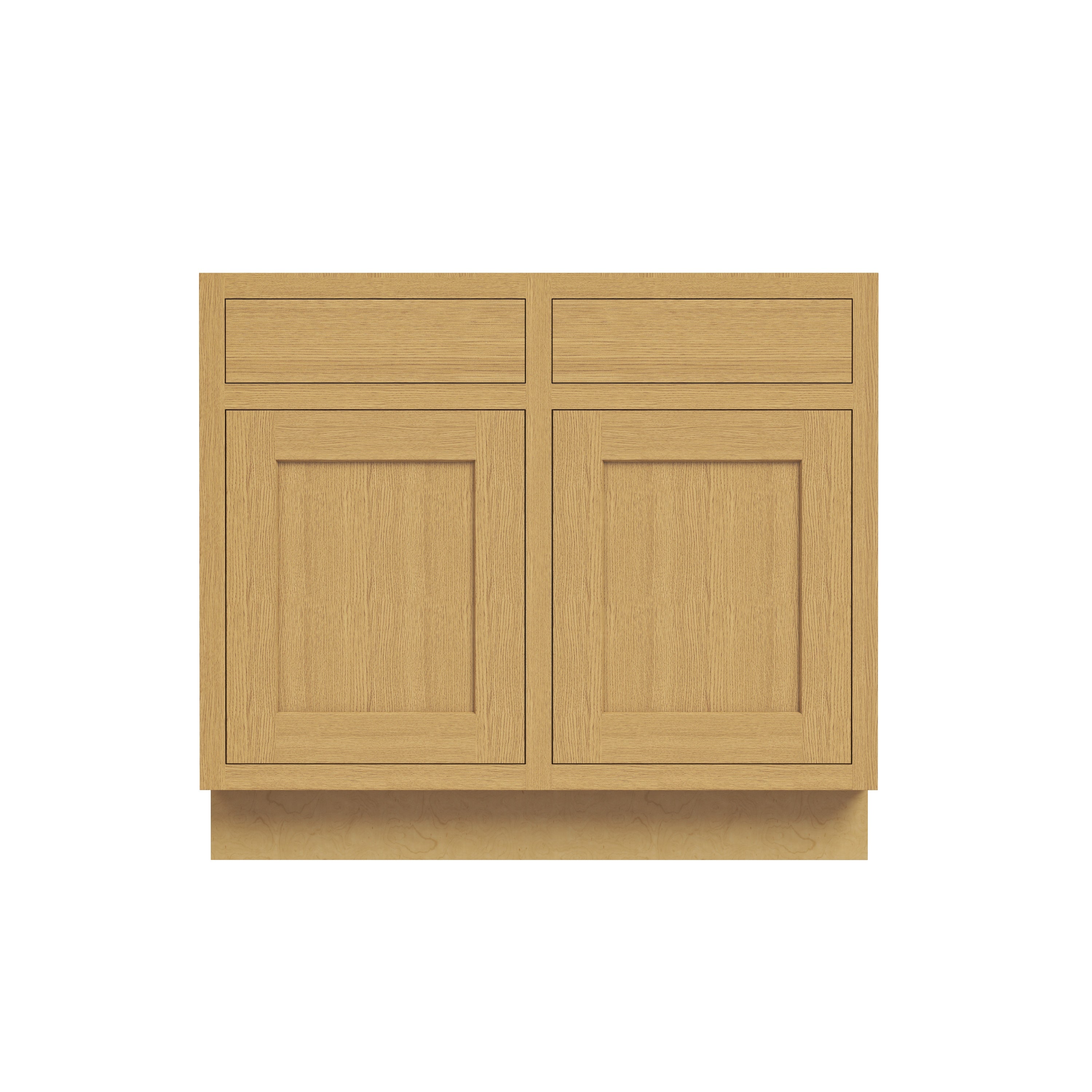 Inset Hazelnut Oak RTA 39-42"W x 34.5"H x 25"D 2-Size Sink Base Cabinet with 2 Doors and 2 False Drawers