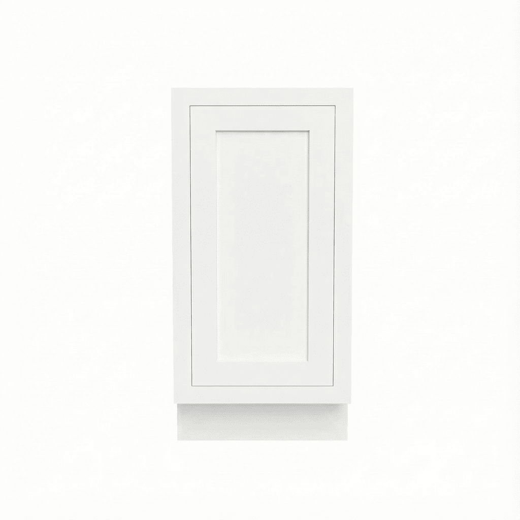 Inset Origami White RTA 12-21"W x 34.5"H x 25"D 4-Size Full Height Single Door Base Cabinet