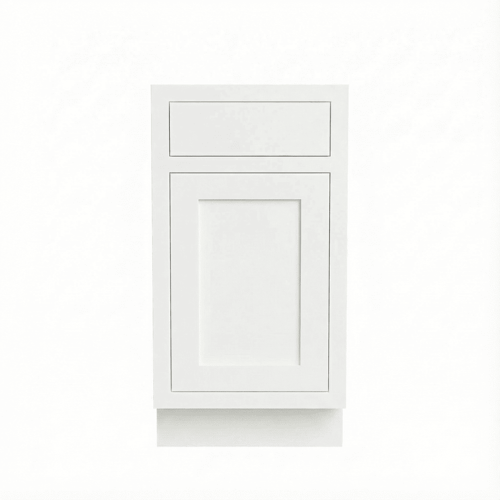 Inset Origami White RTA 12-21"W x 34.5"H x 25"D 4-Size Single Drawer Base Cabinet with 1 Door