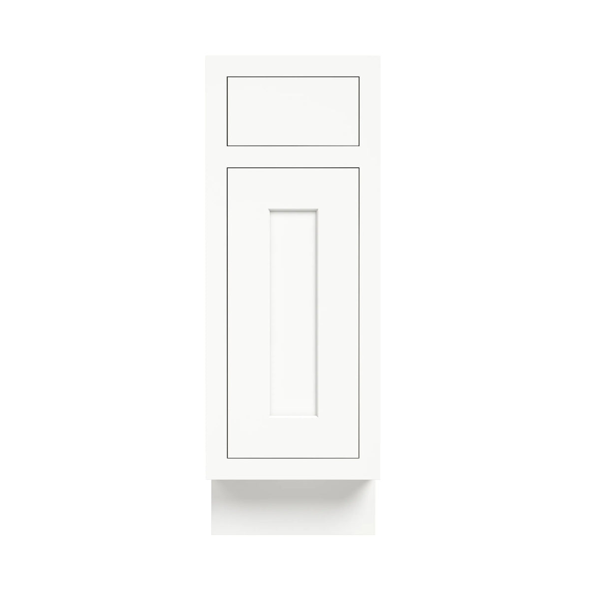 Inset Origami White RTA 12-21"W x 34.5"H x 25"D 4-Size Single Drawer Base Cabinet with 1 Door