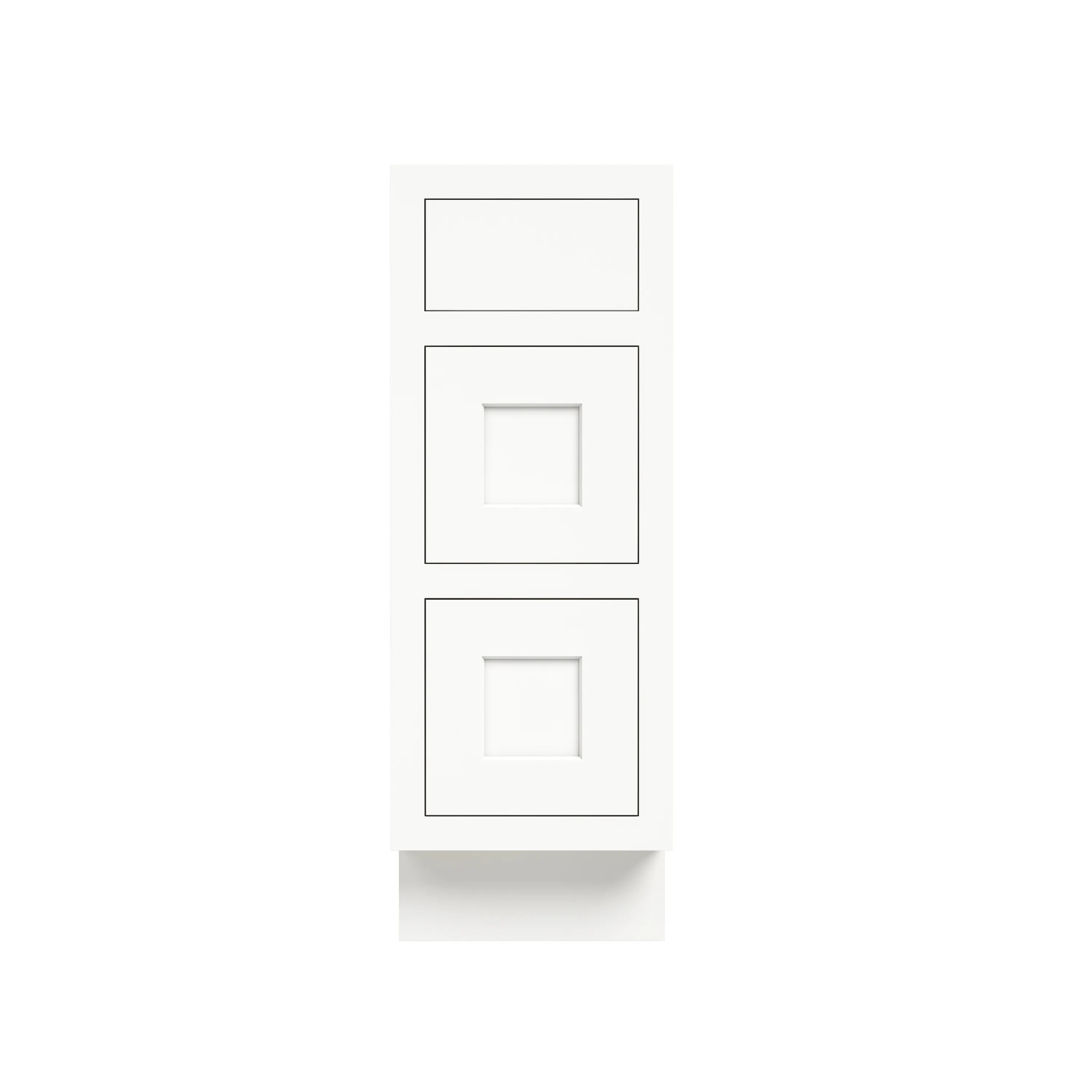 Inset Origami White RTA 12-36"W x 34.5"H x 25"D 9-Size Base Cabinet with 3 Drawers