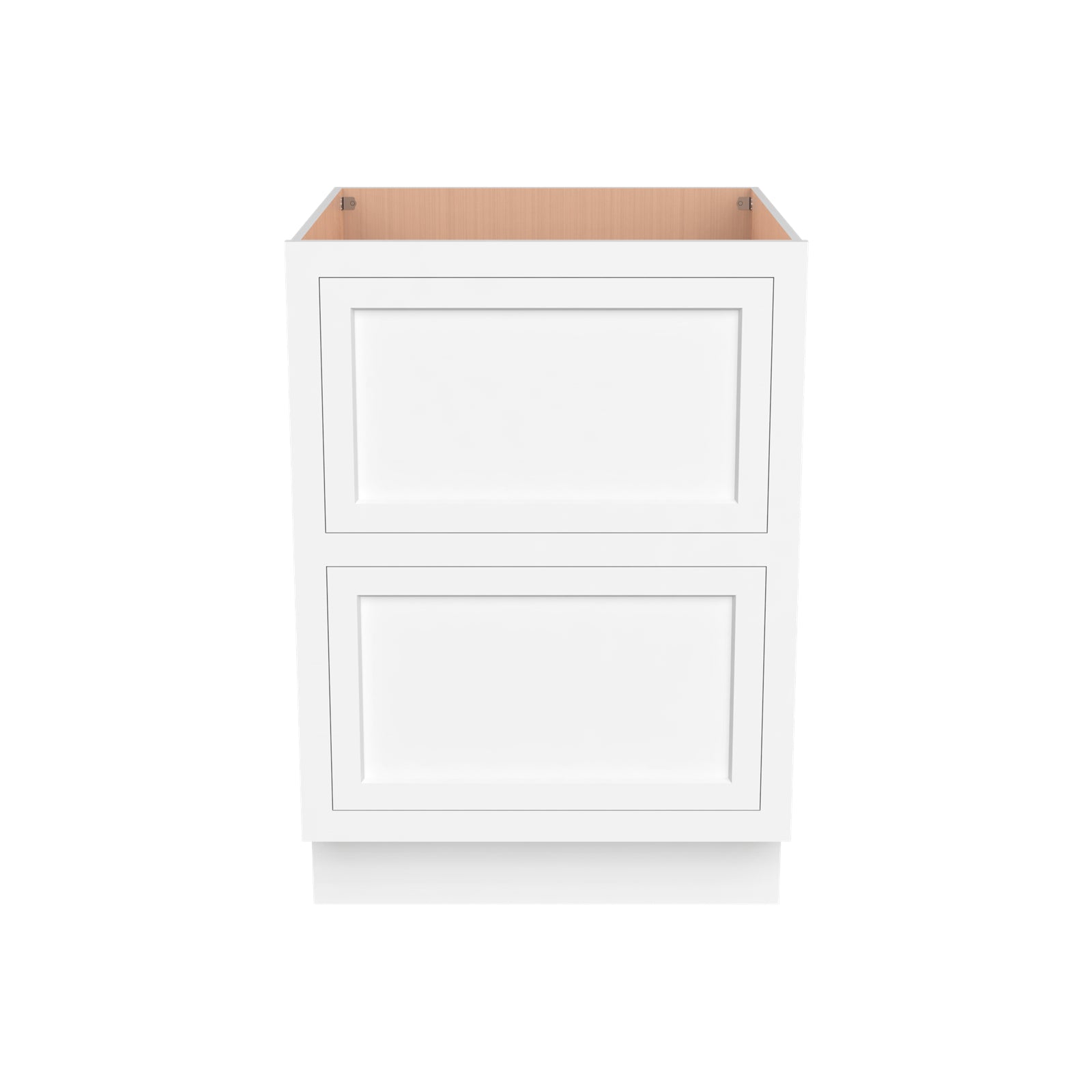 Inset Origami White RTA 24-30"W x 34.5"H x 25"D 2-Size Base Cabinet with 2 Drawers