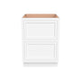 Inset Origami White RTA 24-30"W x 34.5"H x 25"D 2-Size Base Cabinet with 2 Drawers