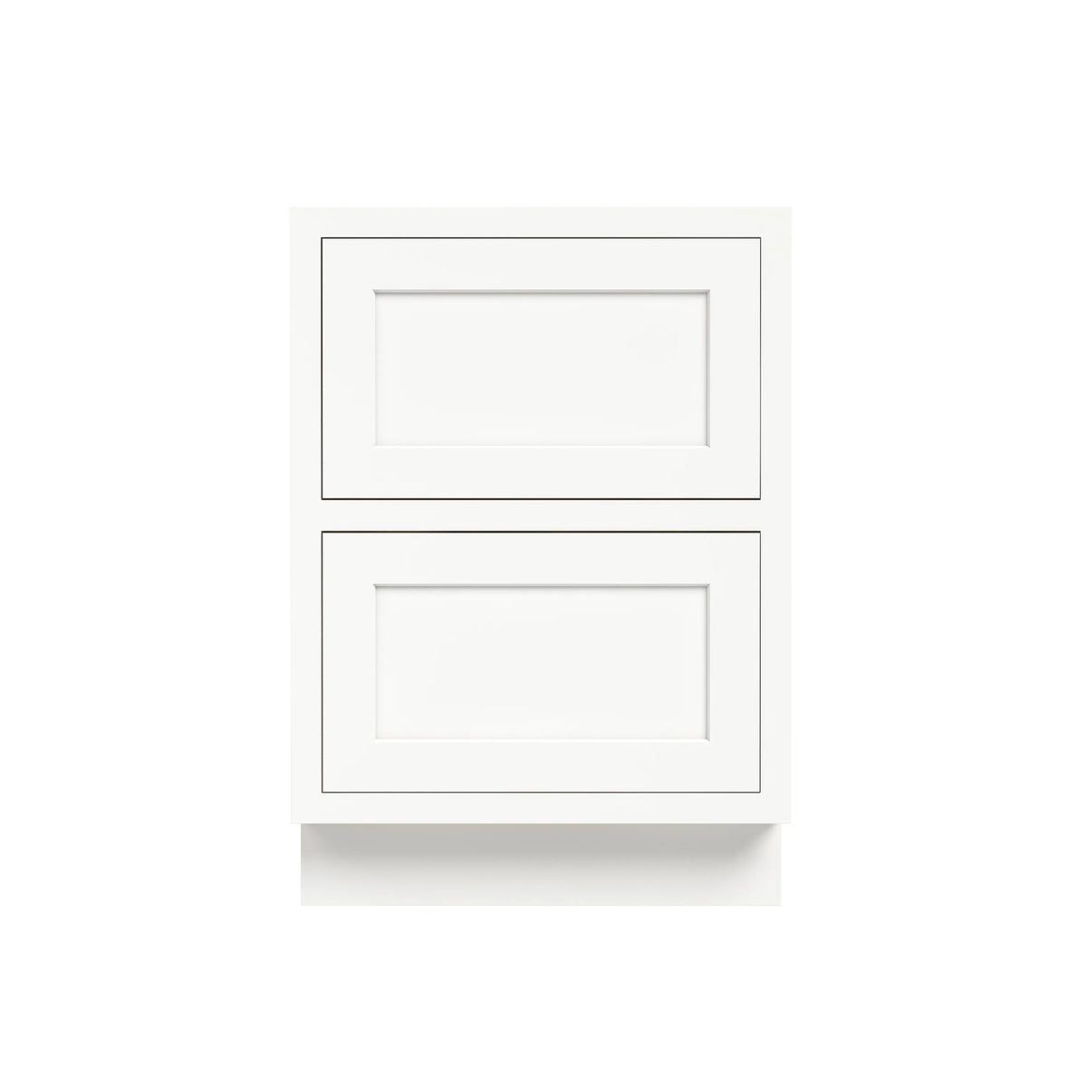 Inset Origami White RTA 24-30"W x 34.5"H x 25"D 2-Size Base Cabinet with 2 Drawers