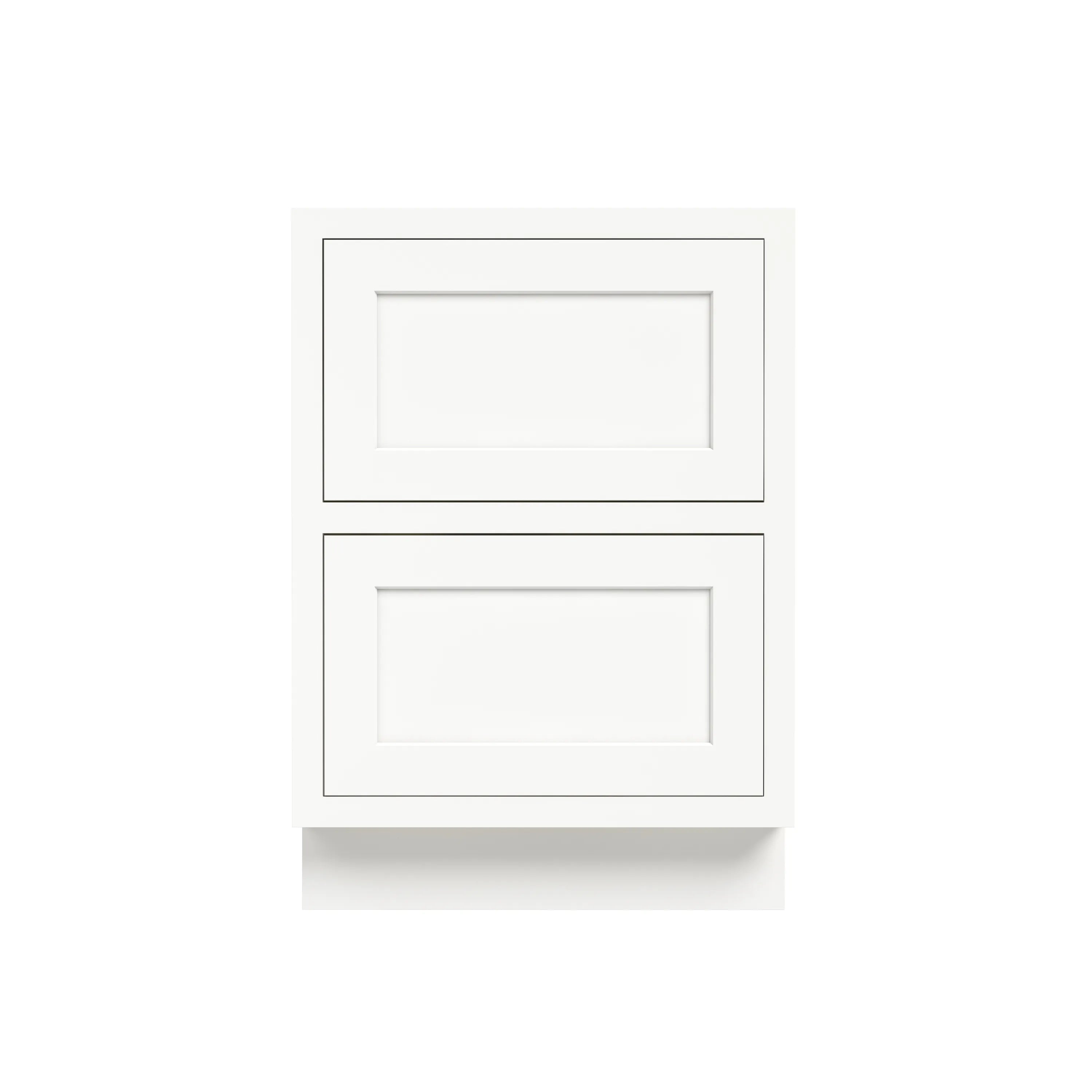 Inset Origami White RTA 24-30"W x 34.5"H x 25"D 2-Size Base Cabinet with 2 Drawers