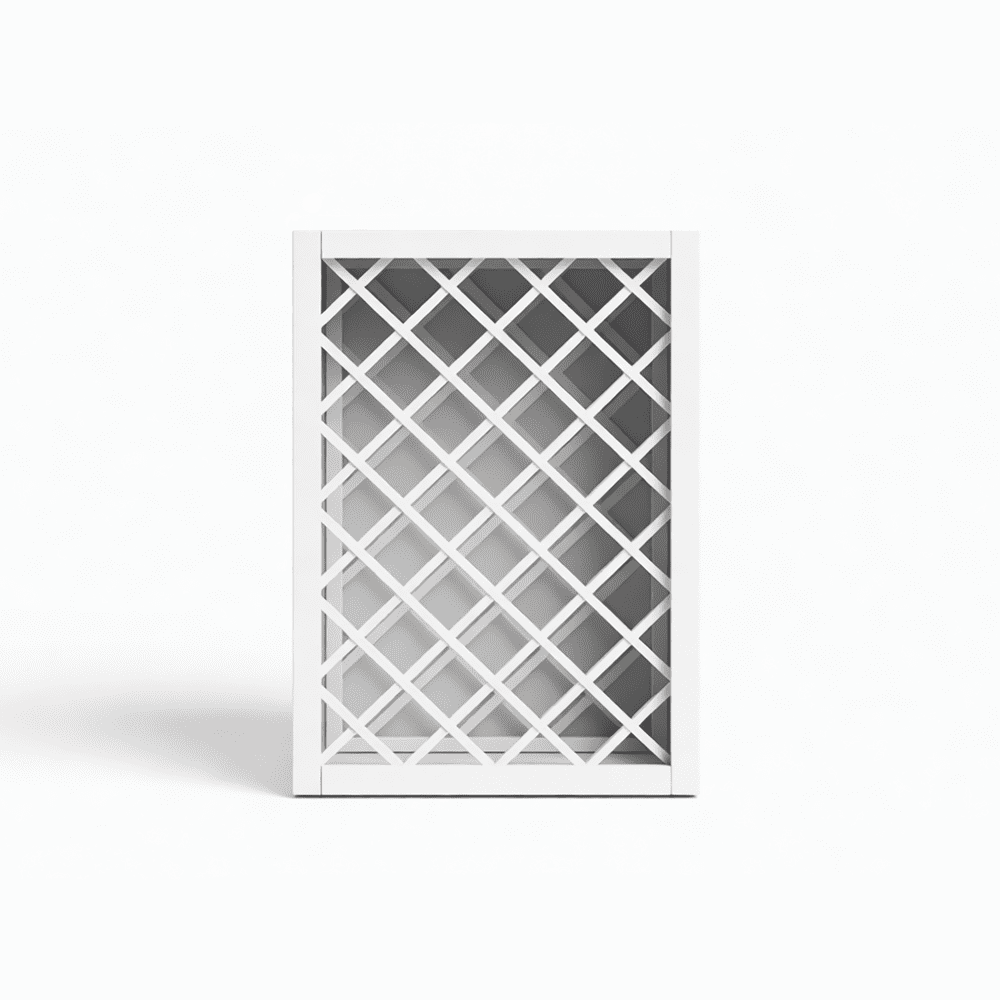 Inset Origami White RTA 24-36"W x 15-30"H x 13.5"D 5-Size Diamond Lattice Wine Grid Wall Rack Cabinet