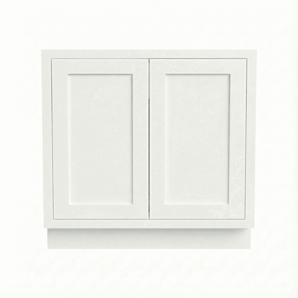 Inset Origami White RTA 24-36"W x 34.5"H x 25"D 5-Size Full Height Double Doors Base Cabinet