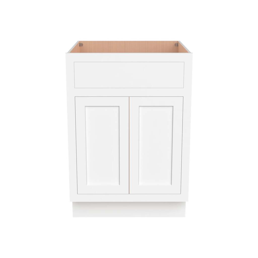 Inset Origami White RTA 24-36"W x 34.5"H x 25"D 5-Size Single Drawer Base Cabinet with 2 Doors