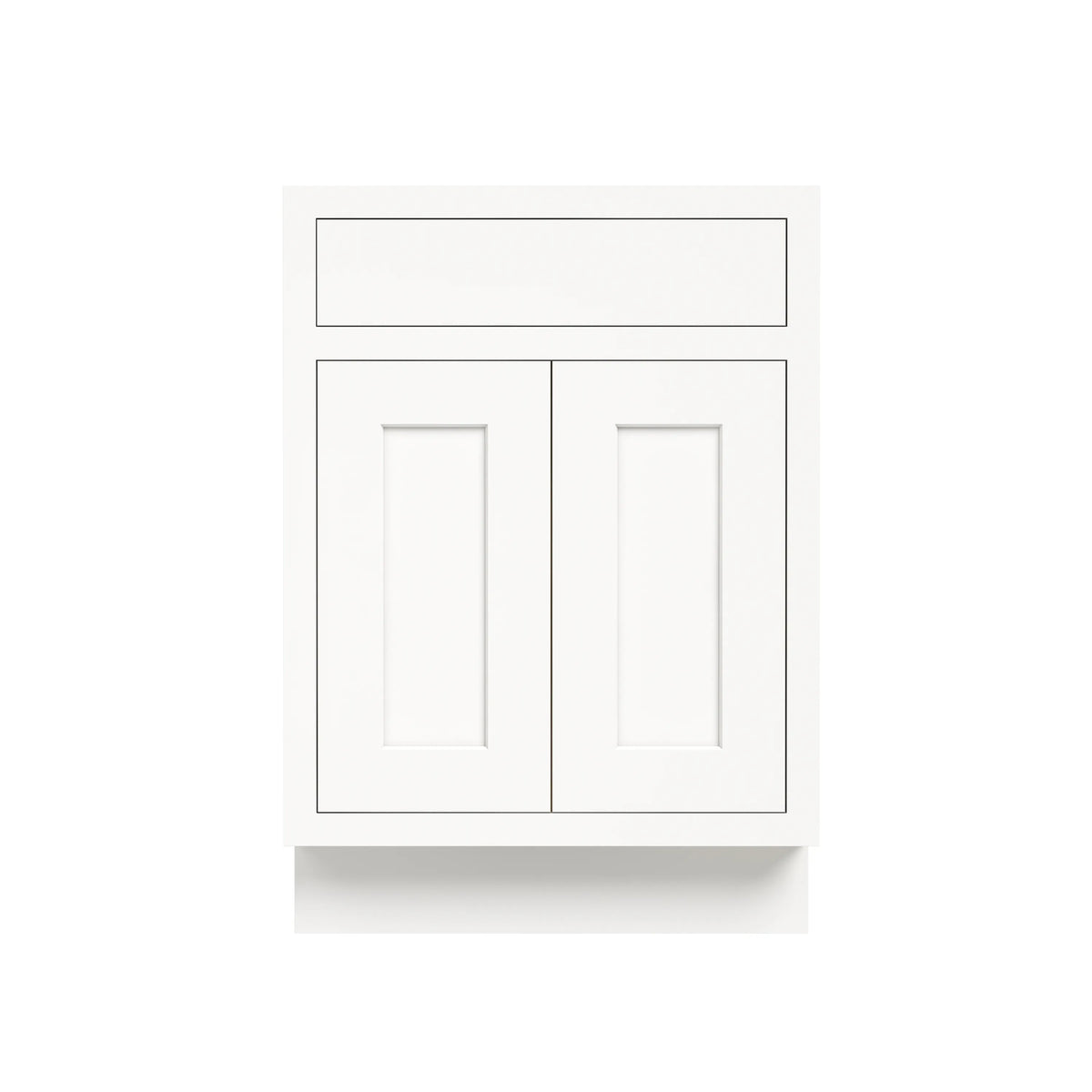 Inset Origami White RTA 24-36"W x 34.5"H x 25"D 5-Size Single Drawer Base Cabinet with 2 Doors