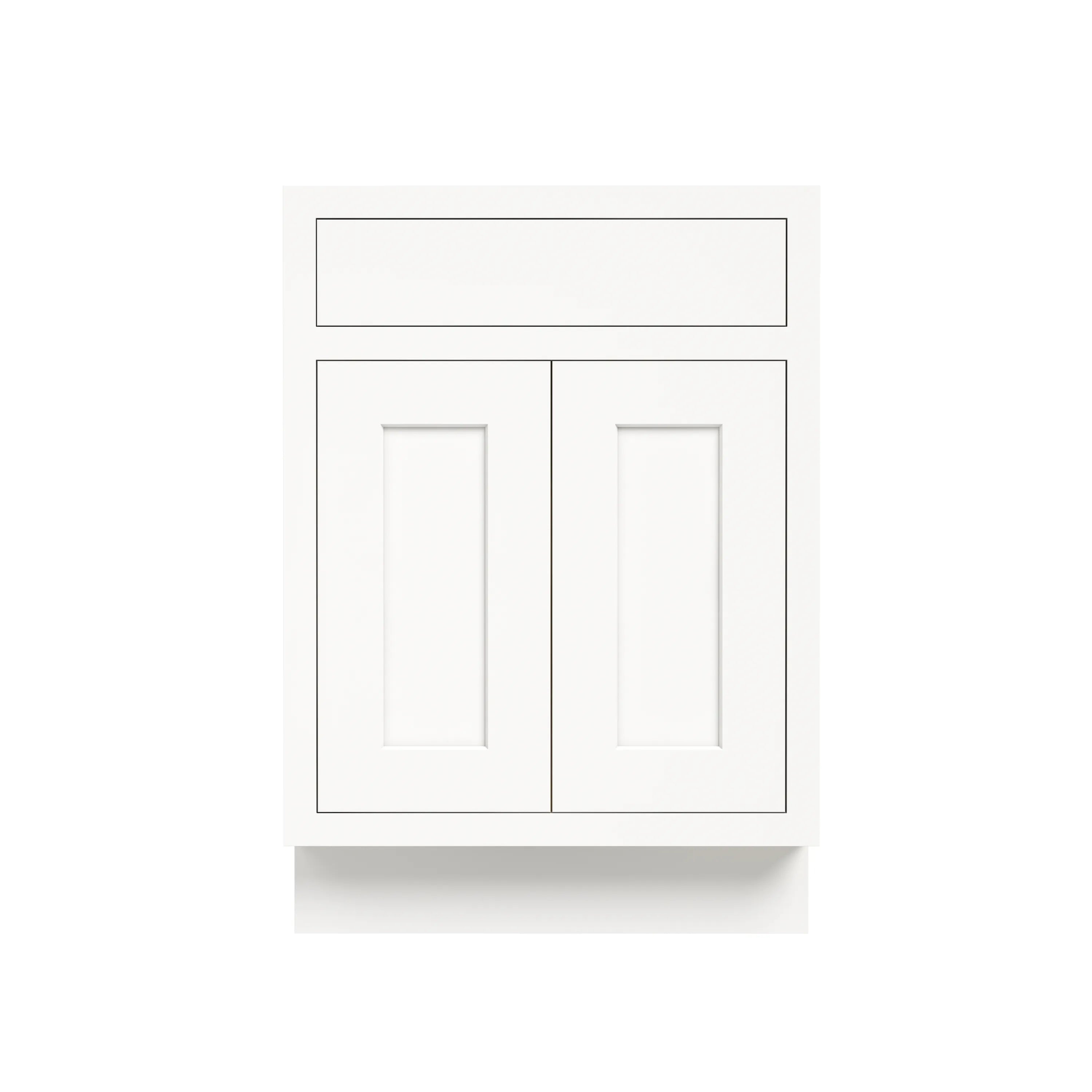 Inset Origami White RTA 24-36"W x 34.5"H x 25"D 5-Size Single Drawer Base Cabinet with 2 Doors