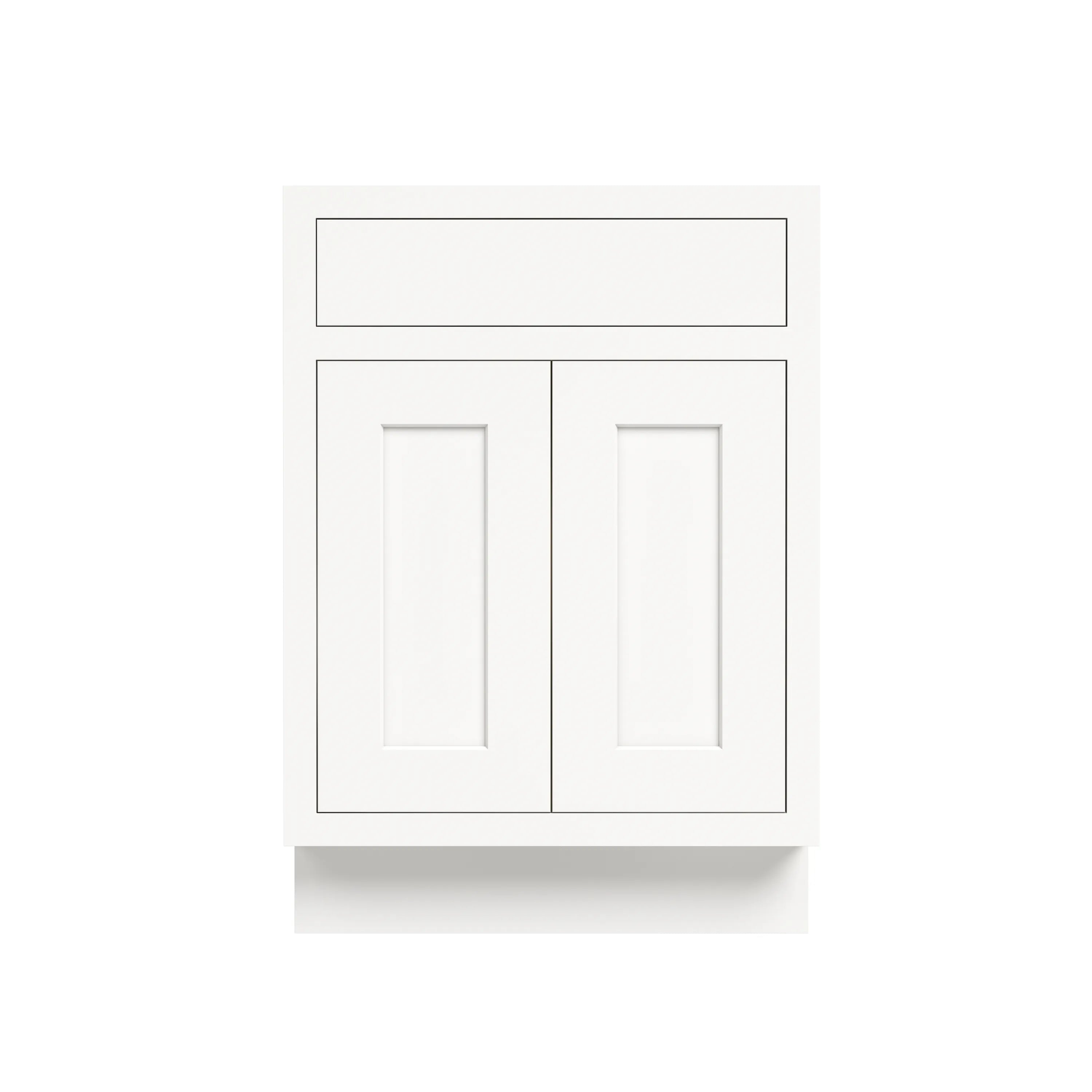 Inset Origami White RTA 24-36"W x 34.5"H x 25"D 5-Size Sink Base Cabinet with 2 Doors and 1 False Drawer