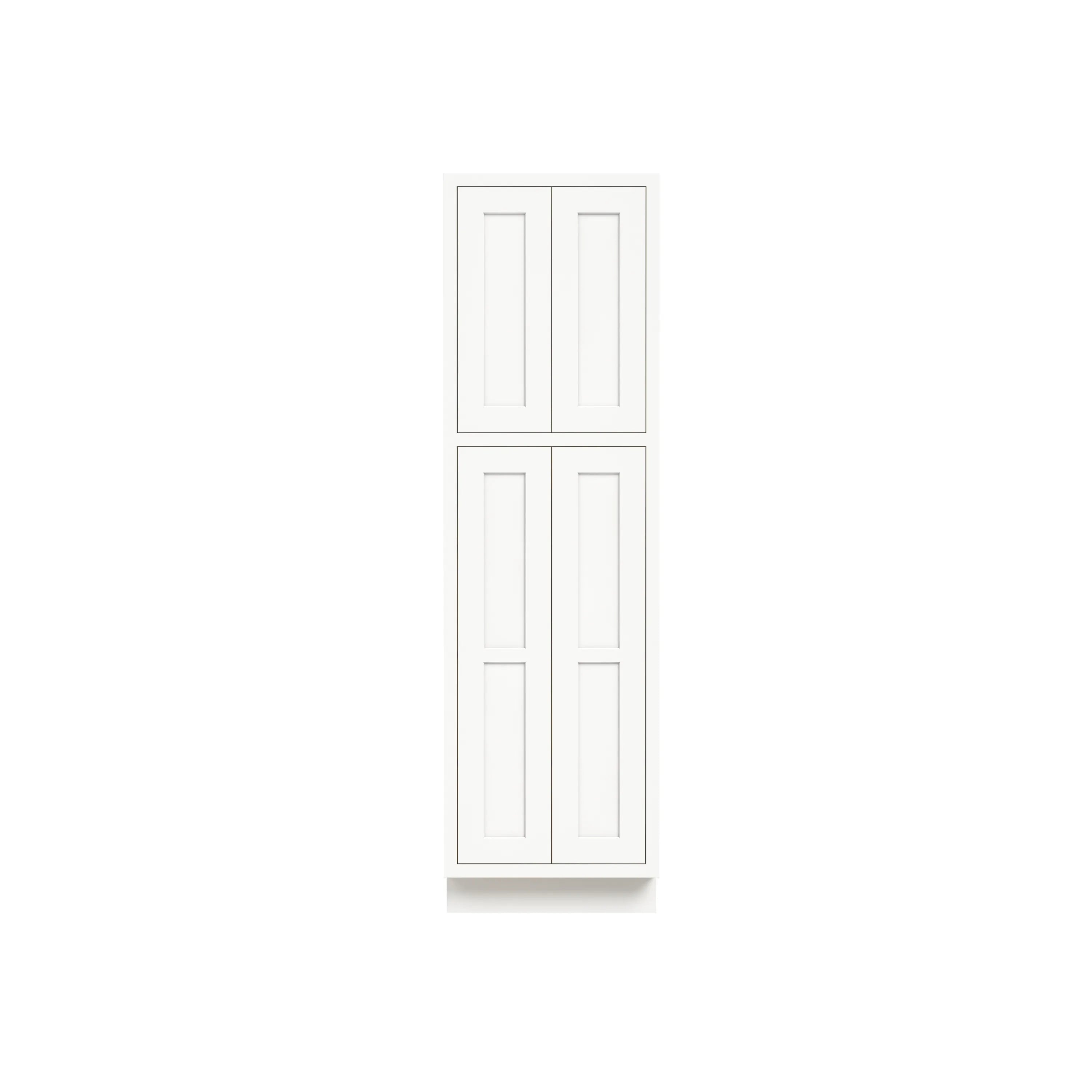Inset Origami White RTA 24-36"W x 84-96"H x 25"D 9-Size Pantry Cabinet with 4 Doors and 4 Shelves