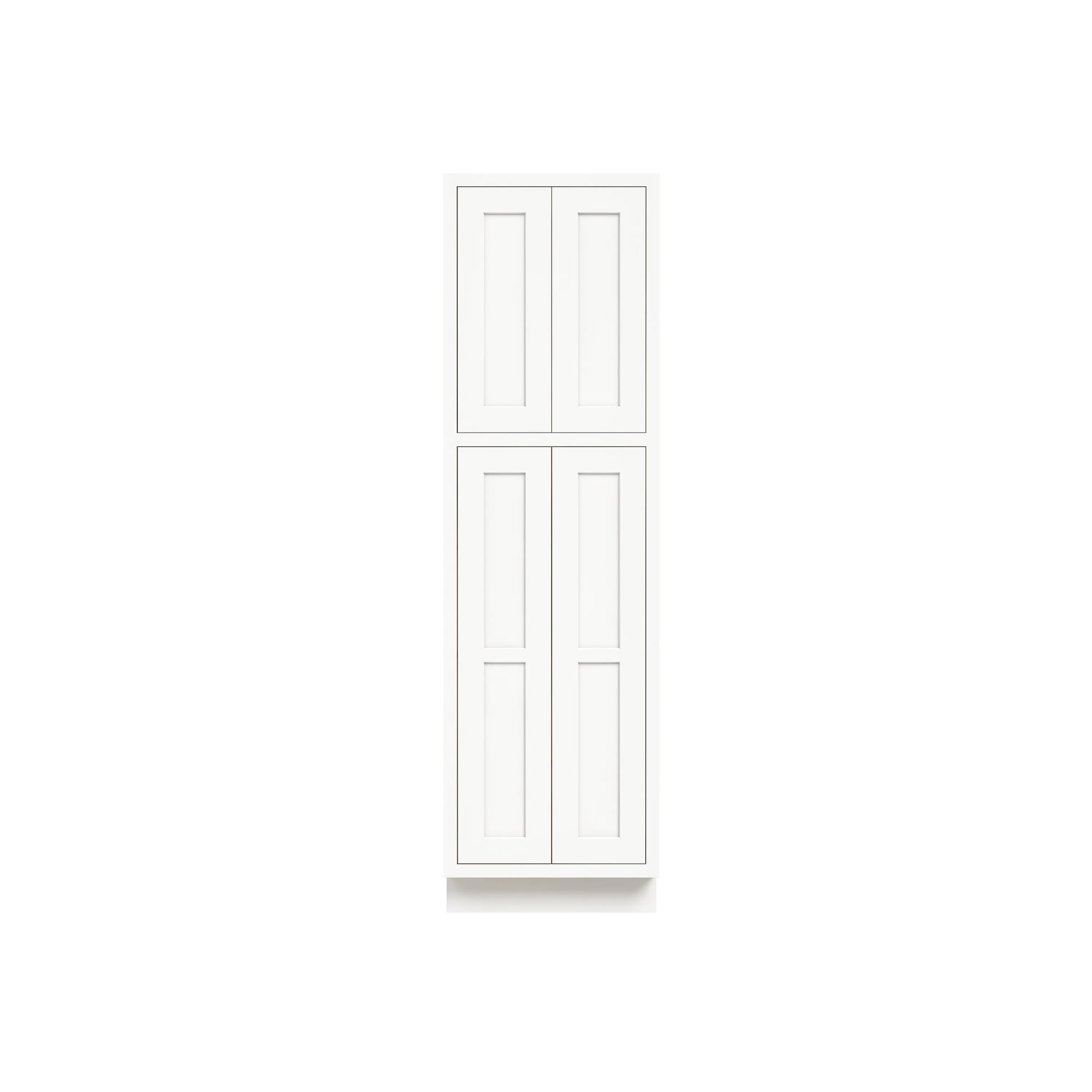 Inset Origami White RTA 24-36"W x 84-96"H x 25"D 9-Size Pantry Cabinet with 4 Doors and 4 Shelves