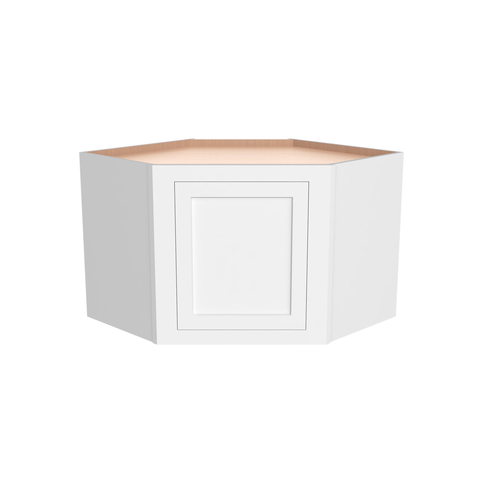 Inset Origami White RTA 25.5"W x 18-42"H x 13.5"D 4-Size Diagonal Corner Wall Cabinet with 2-3 Shelves