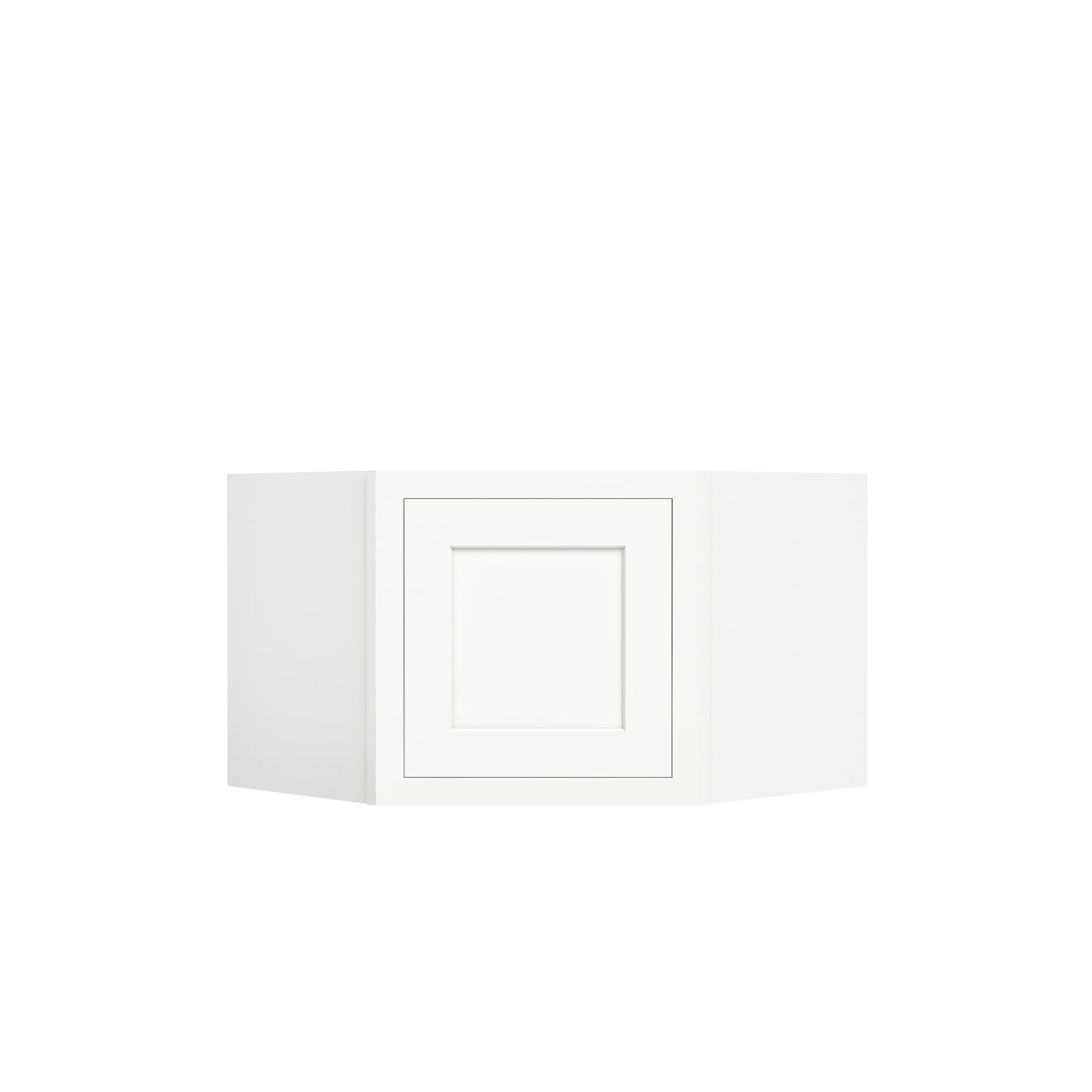 Inset Origami White RTA 25.5"W x 18-42"H x 13.5"D 4-Size Diagonal Corner Wall Cabinet with 2-3 Shelves