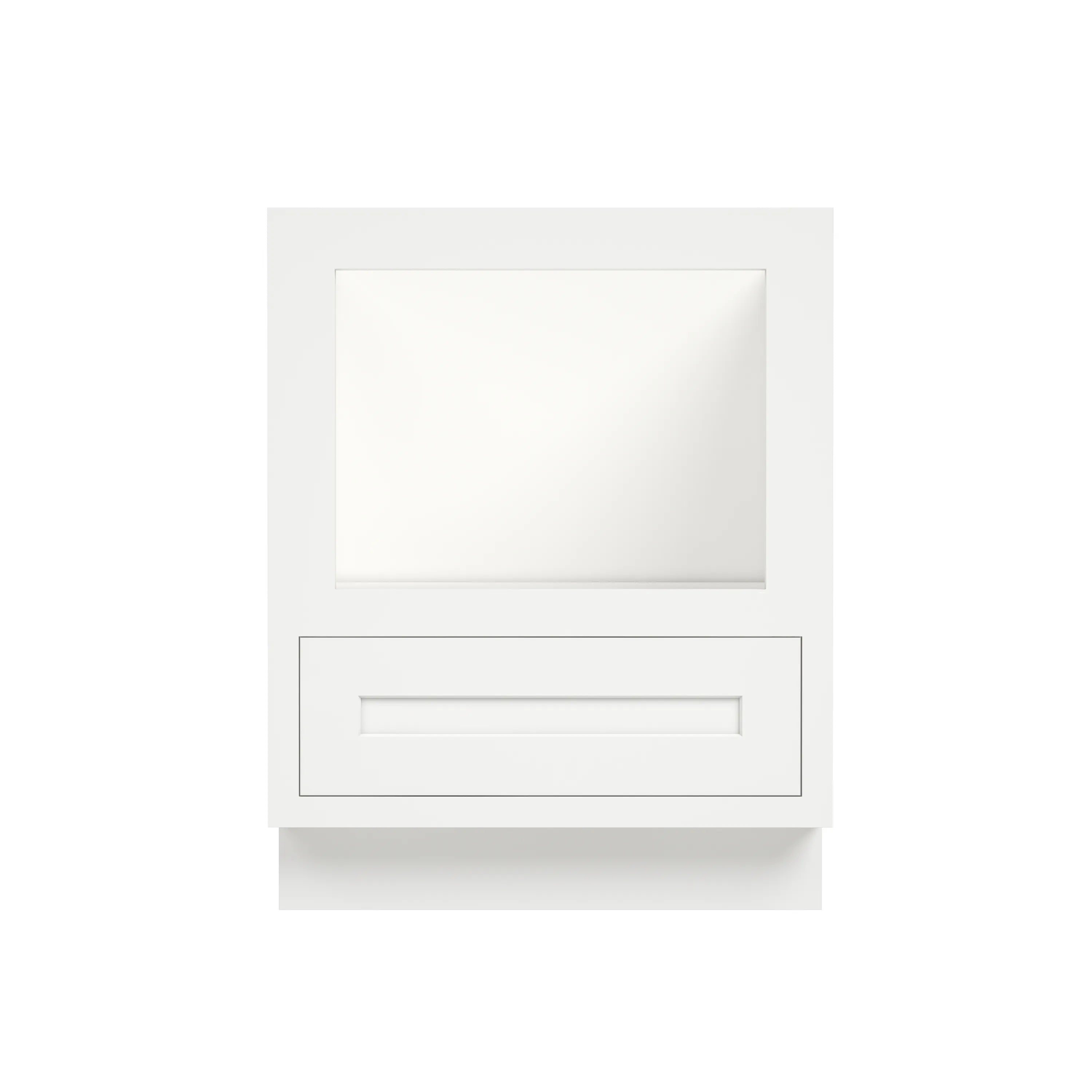 Inset Origami White RTA 27-30"W x 34.5"H x 25"D 2-Size Drawer Base Cabinet with Microwave Opening
