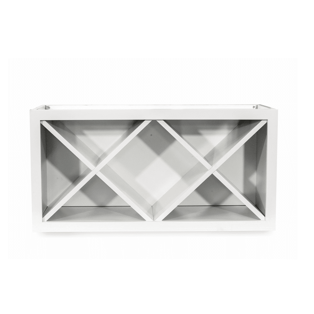 Inset Origami White RTA 30-36"W x 15-18"H x 13.5"D 4-Size X-Shaped Wine Grid Wall Rack Cabinet
