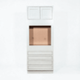 Inset Origami White RTA 33"W x 84-96"H x 25"D 3-Size Pantry Cabinet with Oven Opening, 4 Drawers and 2 Doors