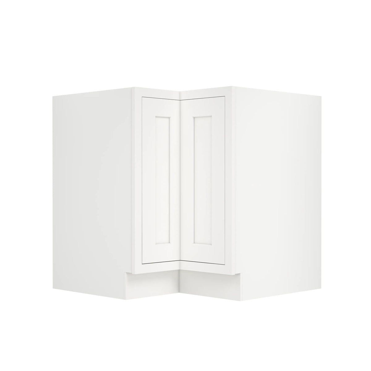 Inset Origami White RTA 34-37"W x 34.5"H x 25"D 2-Size Lazy Susan Base Cabinet with Pull-out Shelf and Bi-fold Door