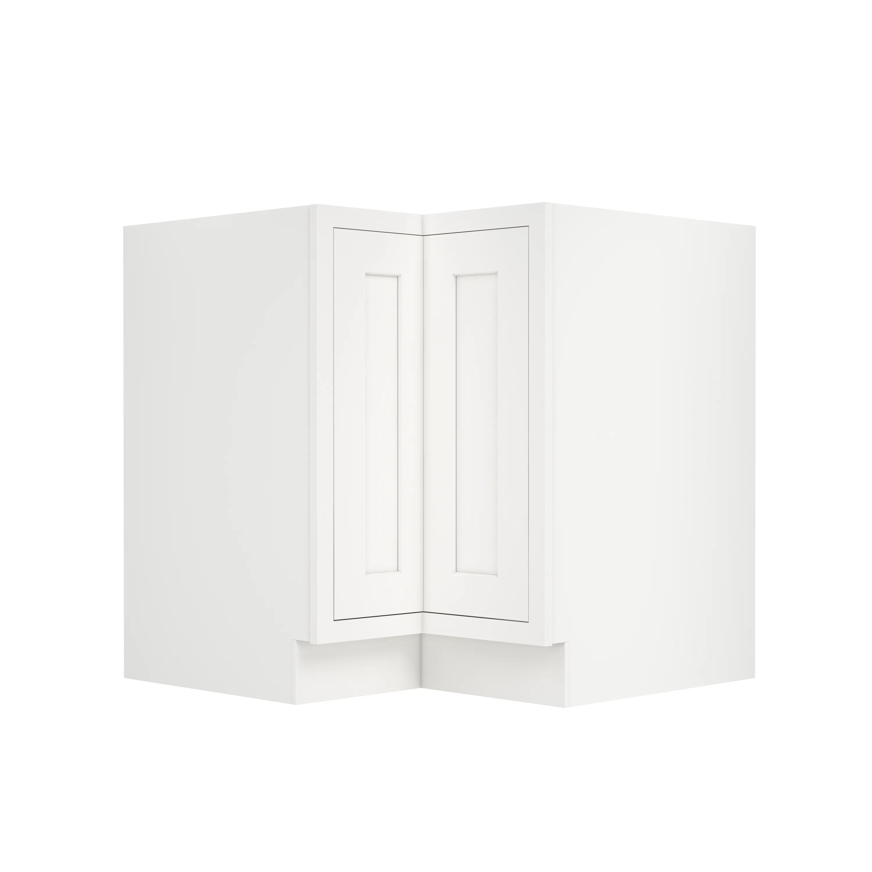 Inset Origami White RTA 34-37"W x 34.5"H x 25"D 2-Size Lazy Susan Base Cabinet with Pull-out Shelf and Bi-fold Door