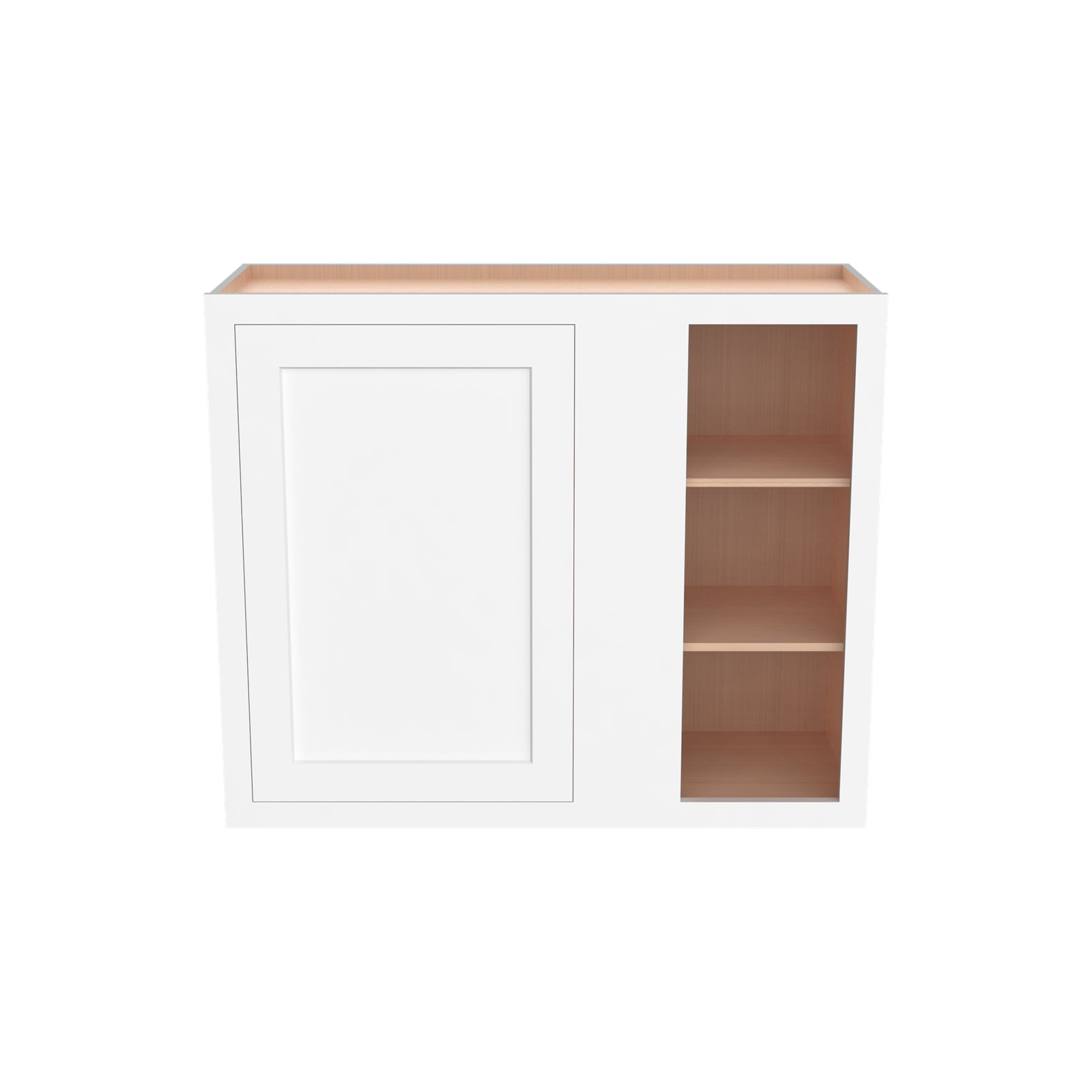 Inset Origami White RTA 36"W x 30-42"H x 13.5"D 3-Size Blind Corner Wall Cabinet with 2-3 Shelves