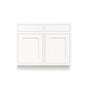 Inset Origami White RTA 39-42"W x 34.5"H x 25"D 2-Size Double Drawers Base Cabinet with 2 Doors