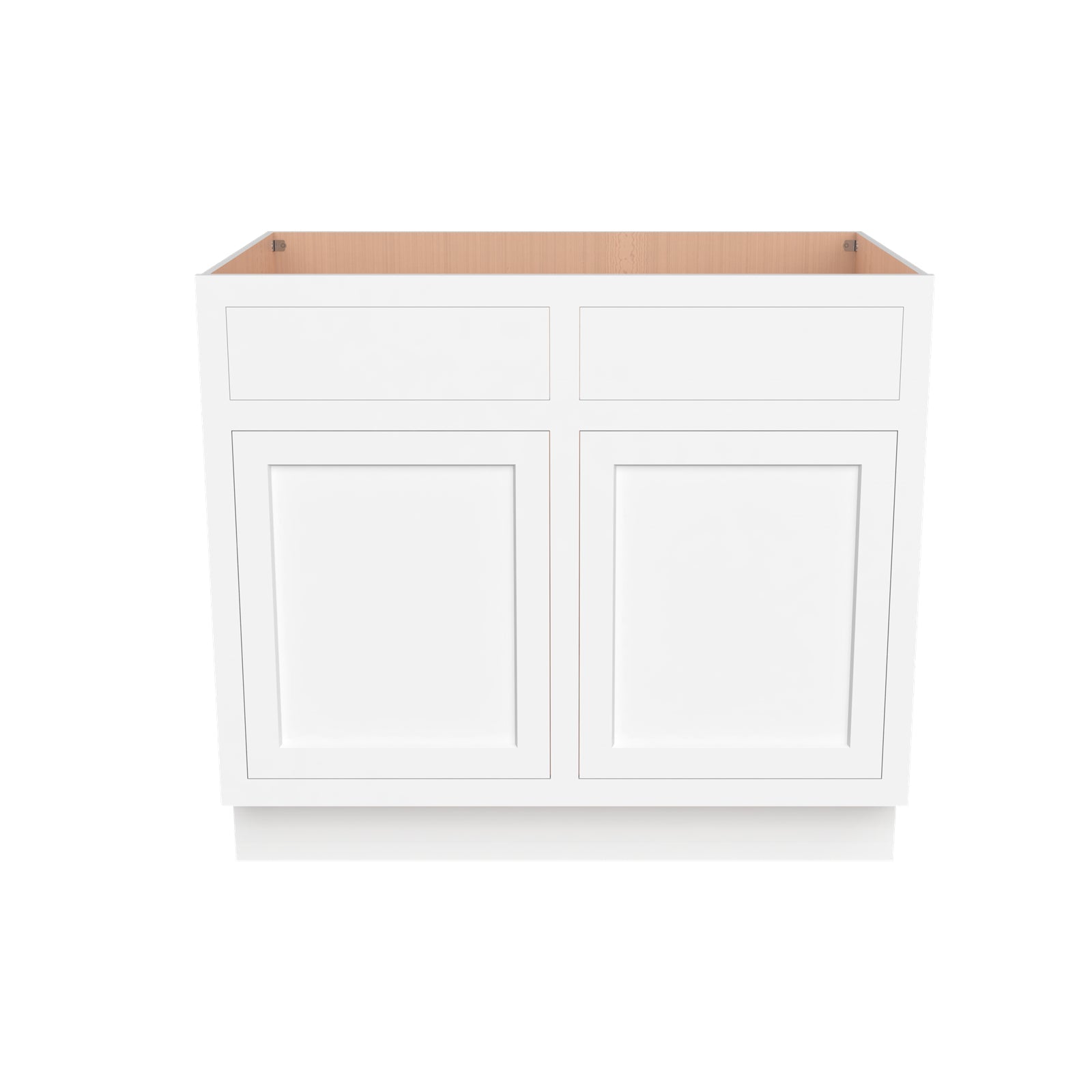 Inset Origami White RTA 39-42"W x 34.5"H x 25"D 2-Size Sink Base Cabinet with 2 Doors and 2 False Drawers