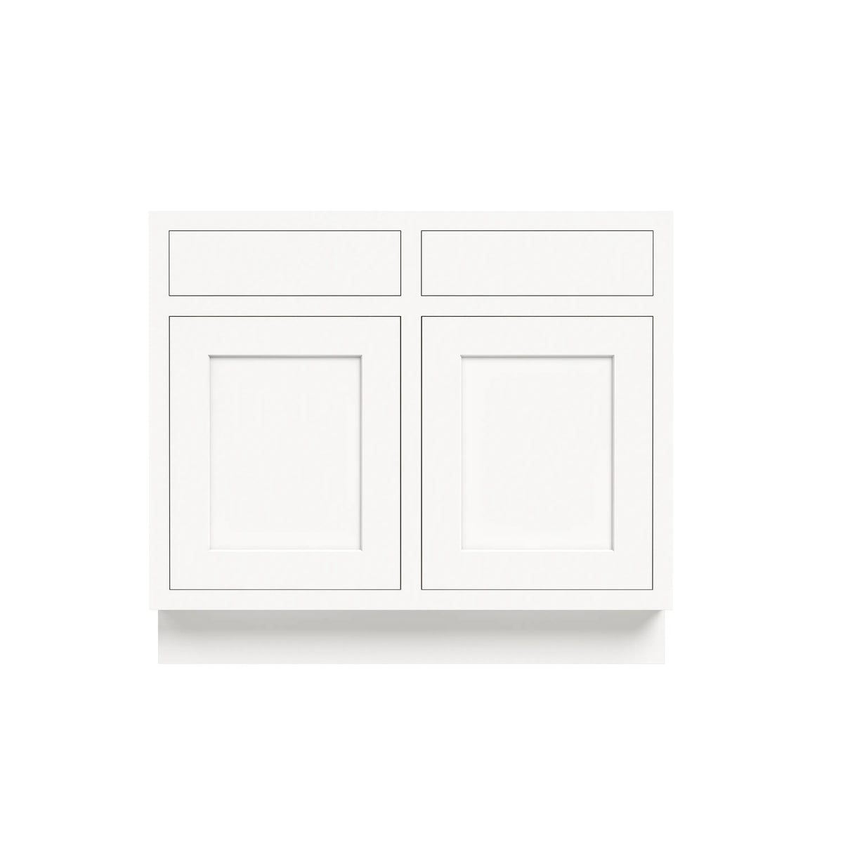 Inset Origami White RTA 39-42"W x 34.5"H x 25"D 2-Size Sink Base Cabinet with 2 Doors and 2 False Drawers