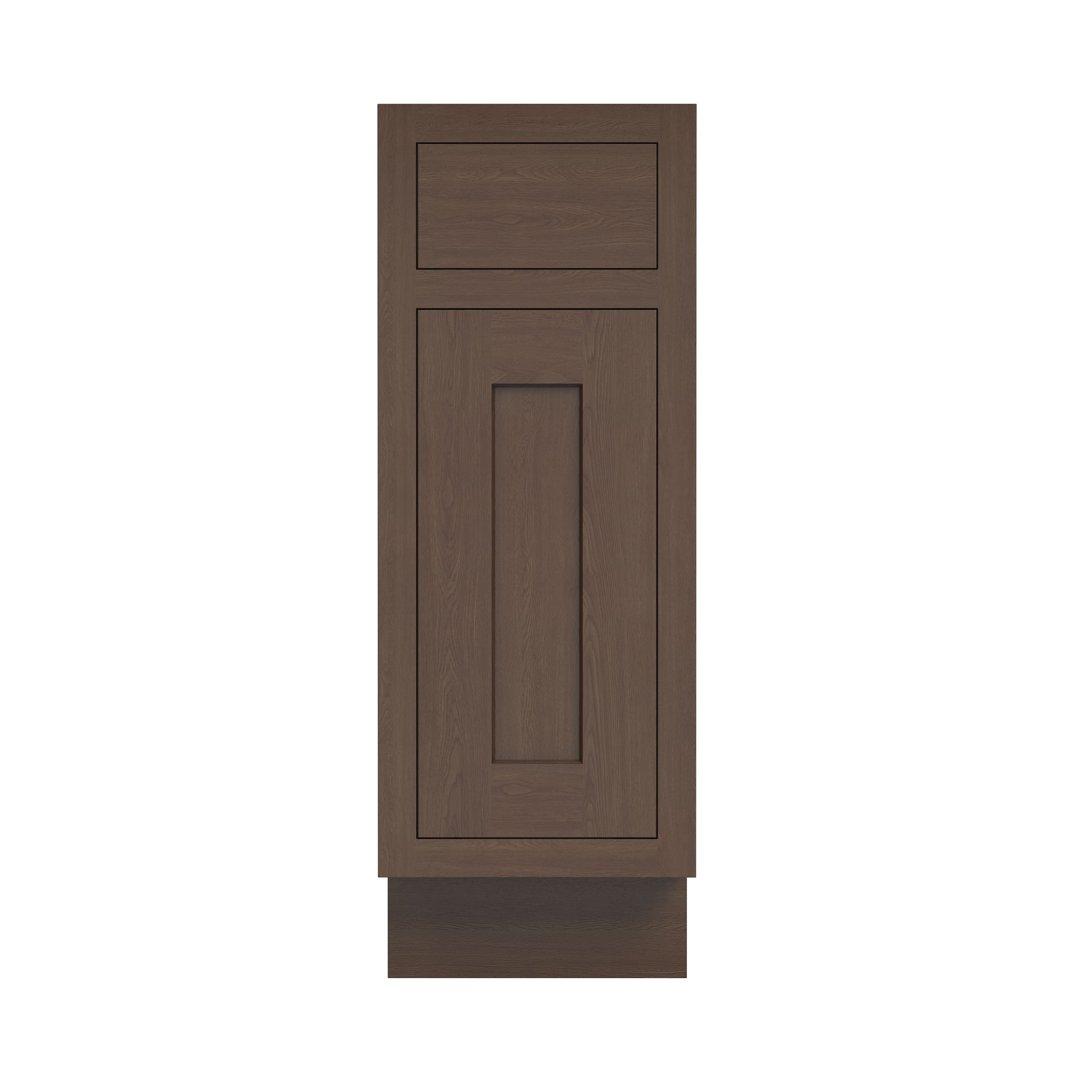 Inset Truffle Brown RTA 12-21"W x 34.5"H x 25"D 4-Size Single Drawer Base Cabinet with 1 Door