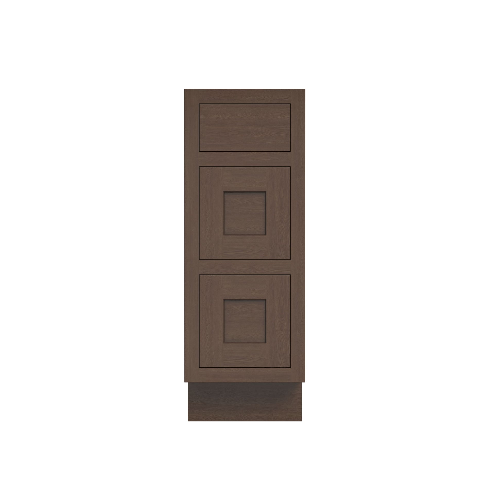 Inset Truffle Brown RTA 12-36"W x 34.5"H x 25"D 9-Size Base Cabinet with 3 Drawers