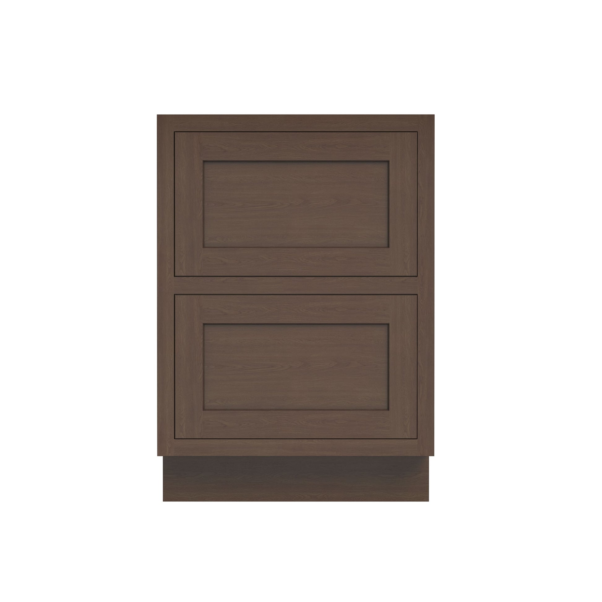 Inset Truffle Brown RTA 24-30"W x 34.5"H x 25"D 2-Size Base Cabinet with 2 Drawers
