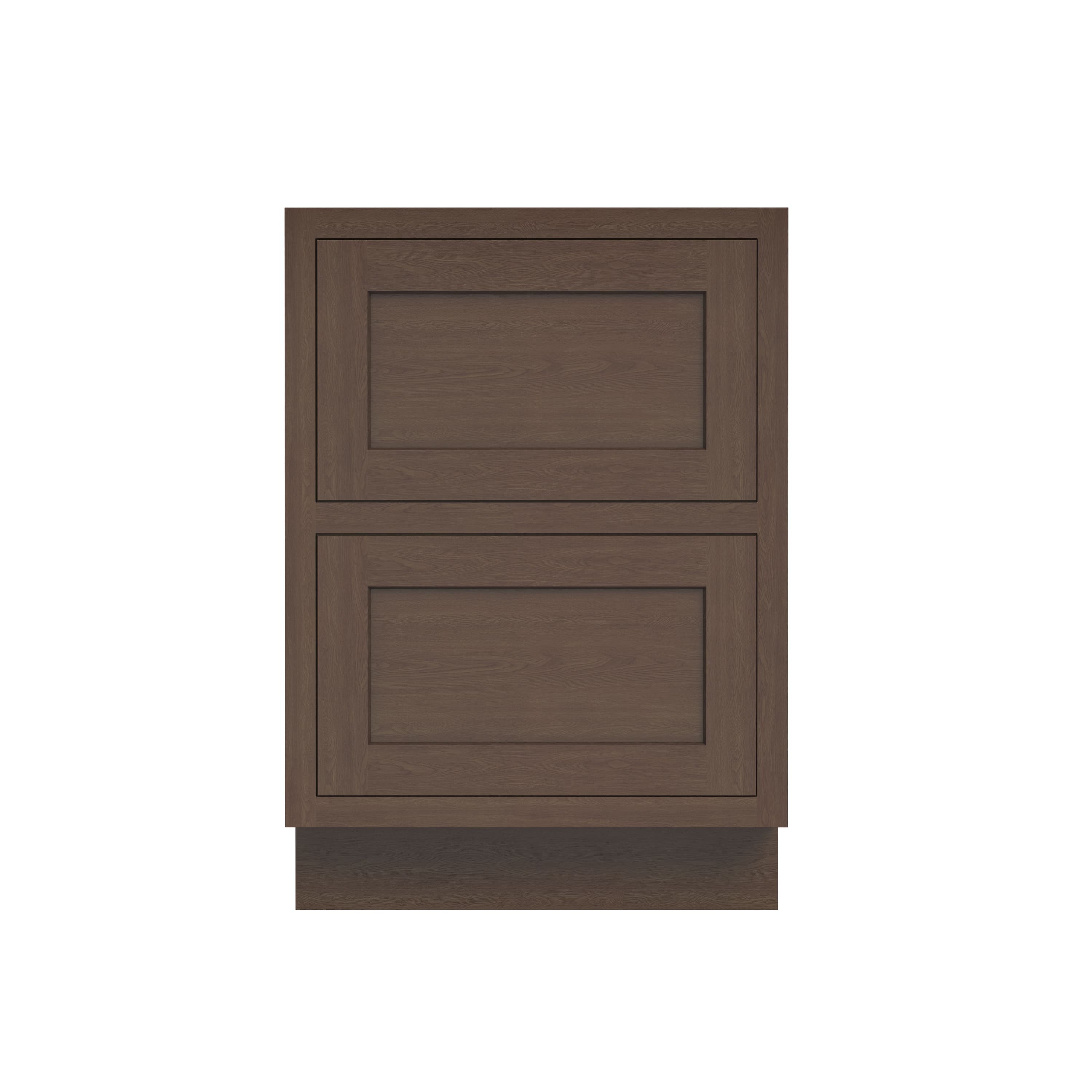 Inset Truffle Brown RTA 24-30"W x 34.5"H x 25"D 2-Size Base Cabinet with 2 Drawers