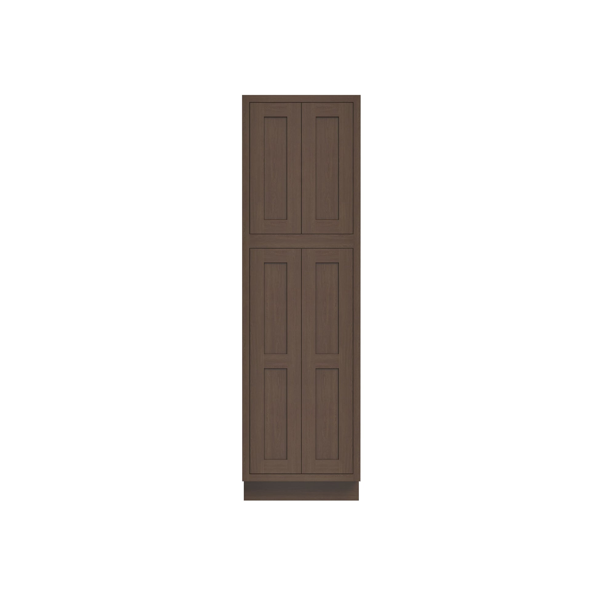 Inset Truffle Brown RTA 24-36"W x 84-96"H x 25"D 9-Size Pantry Cabinet with 4 Doors and 4 Shelves