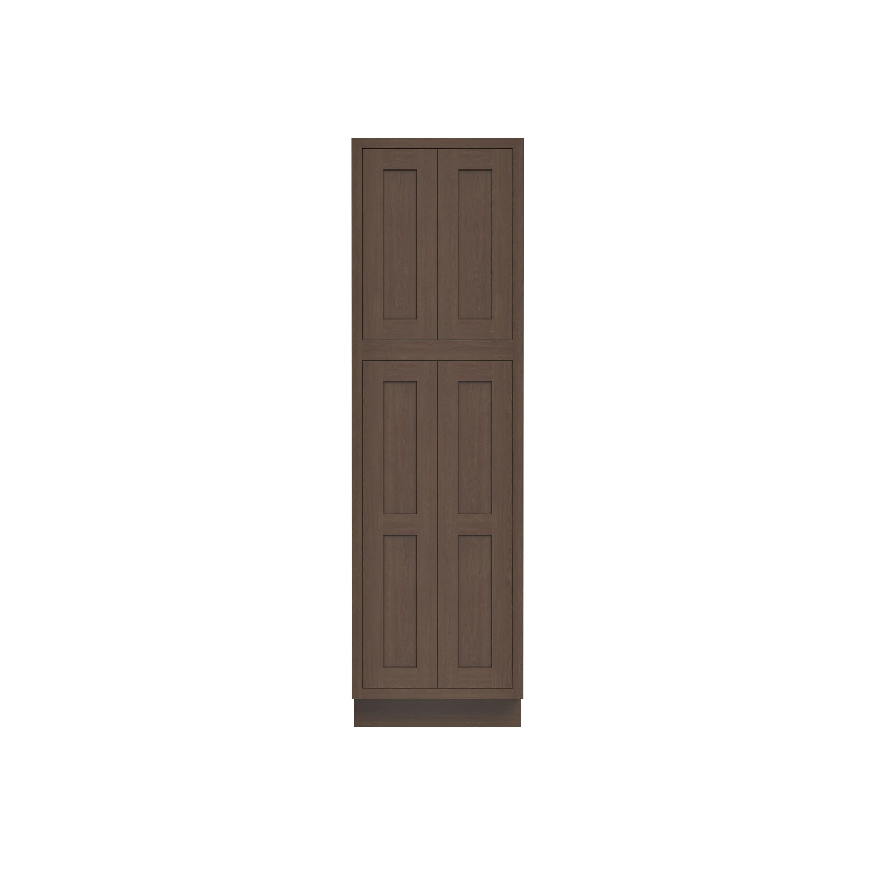 Inset Truffle Brown RTA 24-36"W x 84-96"H x 25"D 9-Size Pantry Cabinet with 4 Doors and 4 Shelves