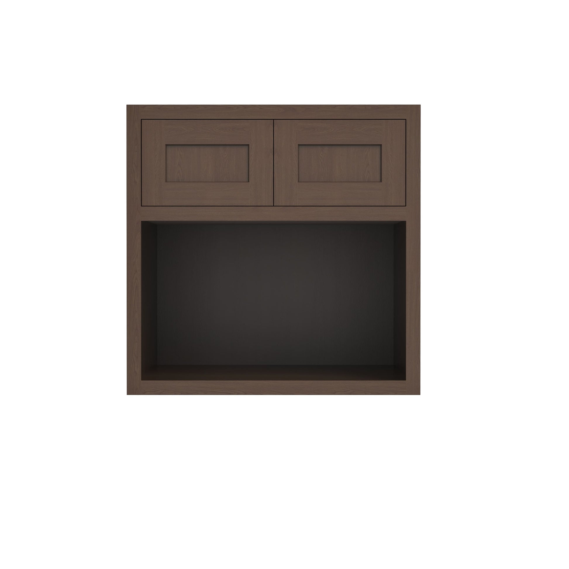 Inset Truffle Brown RTA 30"W x 30-42"H x 25"D 3-Size Double Doors Wall Cabinet with Microwave Opening