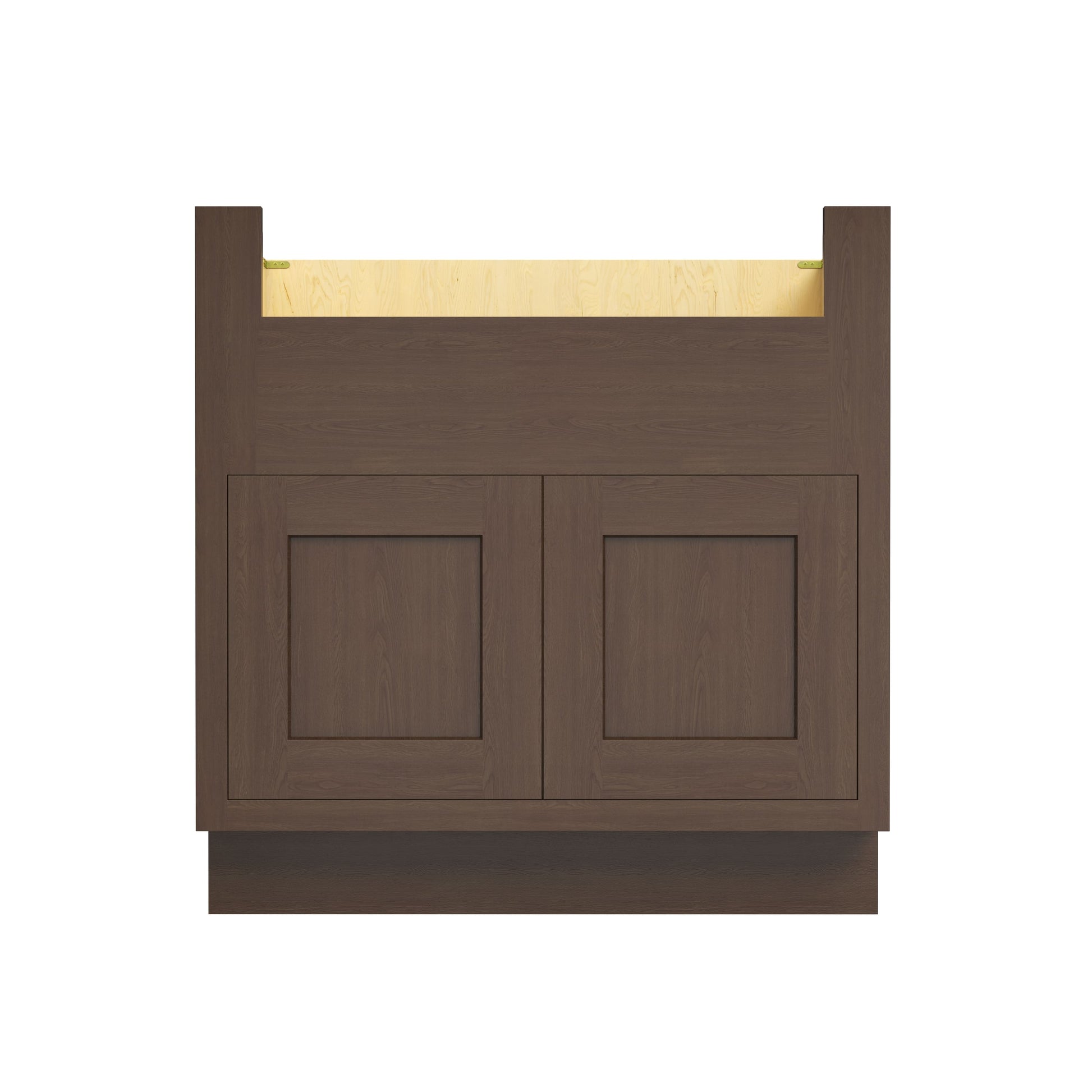 Inset Truffle Brown RTA 33-39"W x 34.5"H x 25"D 3-Size Farm Sink Base Cabinet with 2 Doors
