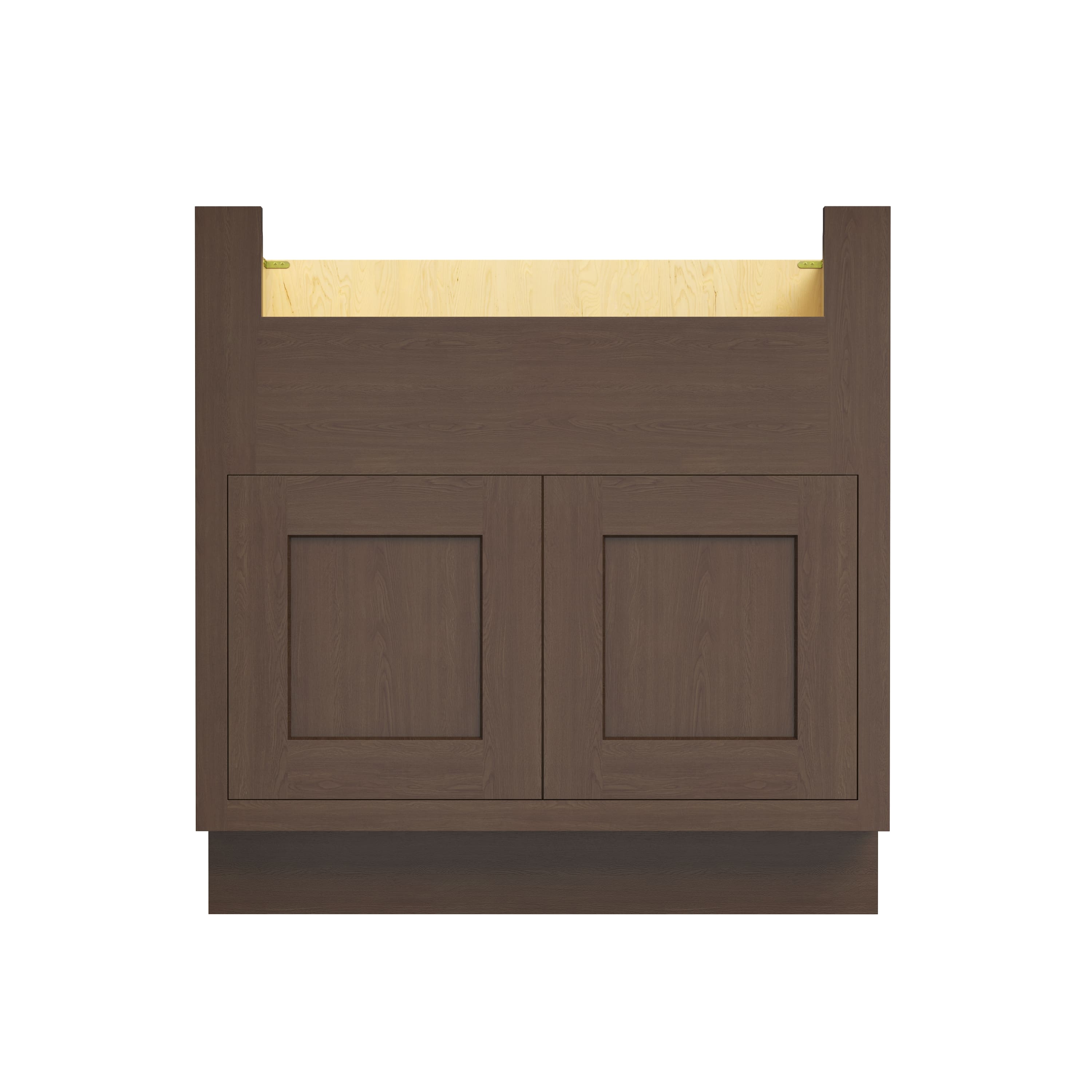 Inset Truffle Brown RTA 33-39"W x 34.5"H x 25"D 3-Size Farm Sink Base Cabinet with 2 Doors