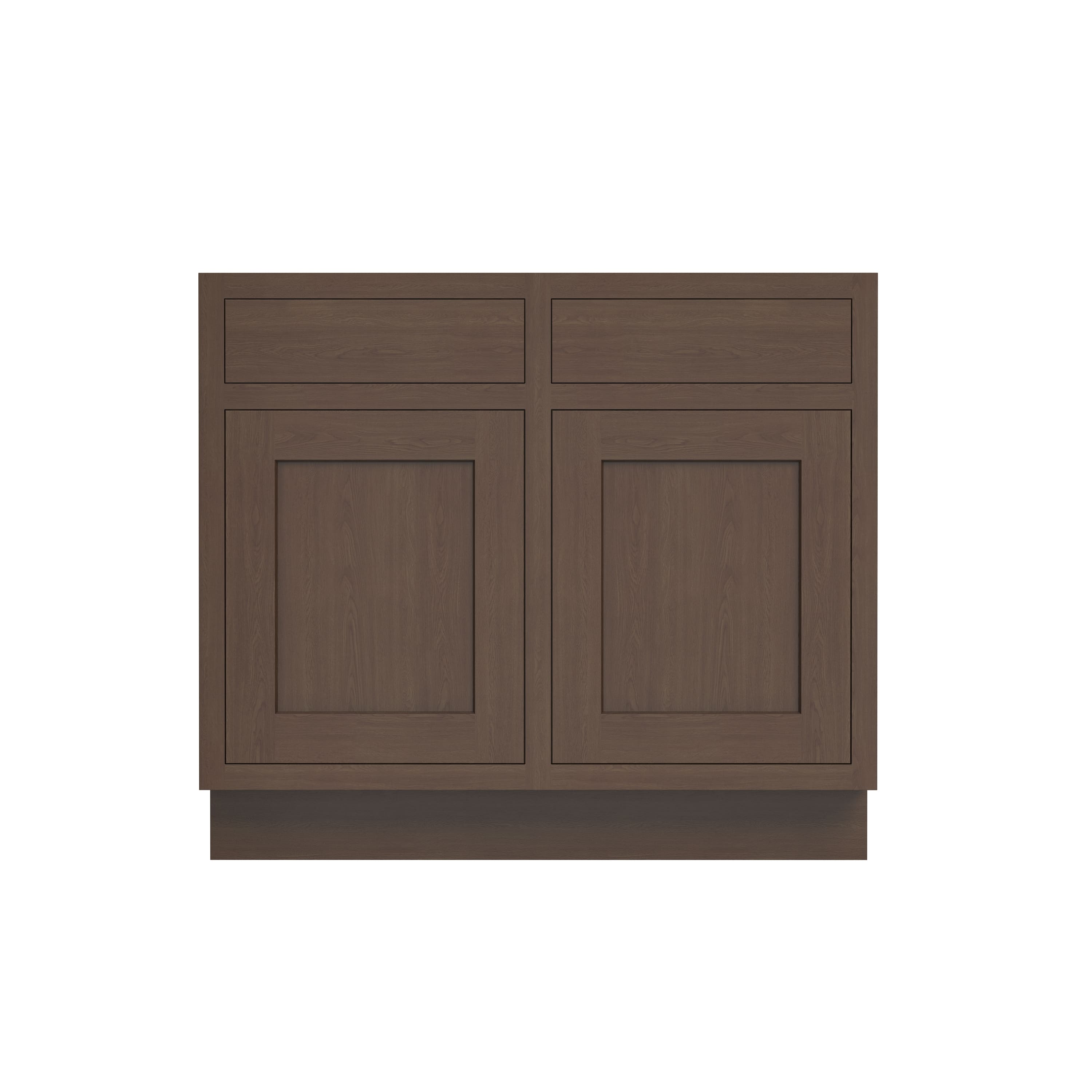 Inset Truffle Brown RTA 39-42"W x 34.5"H x 25"D 2-Size Double Drawers Base Cabinet with 2 Doors