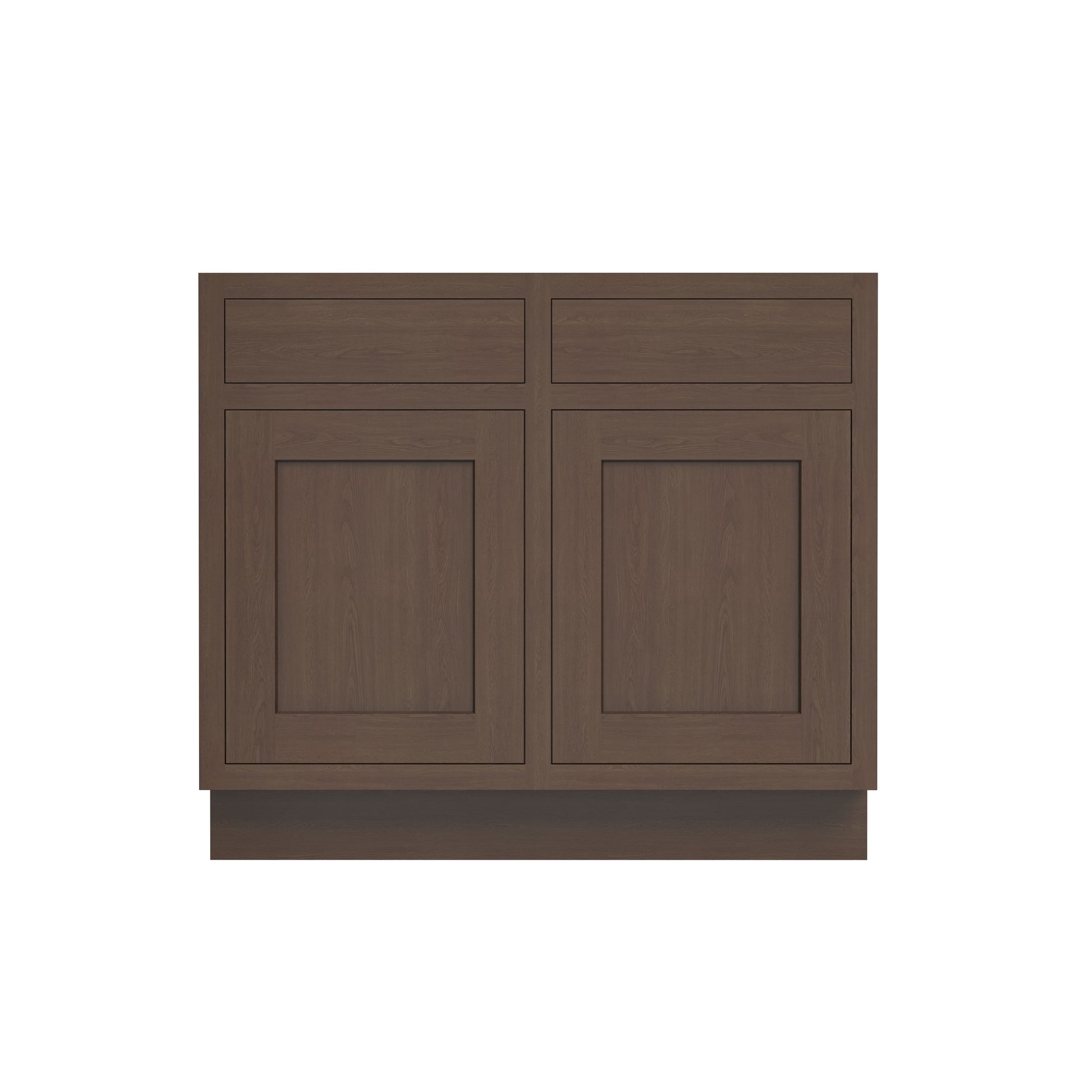 Inset Truffle Brown RTA 39-42"W x 34.5"H x 25"D 2-Size Sink Base Cabinet with 2 Doors and 2 False Drawers