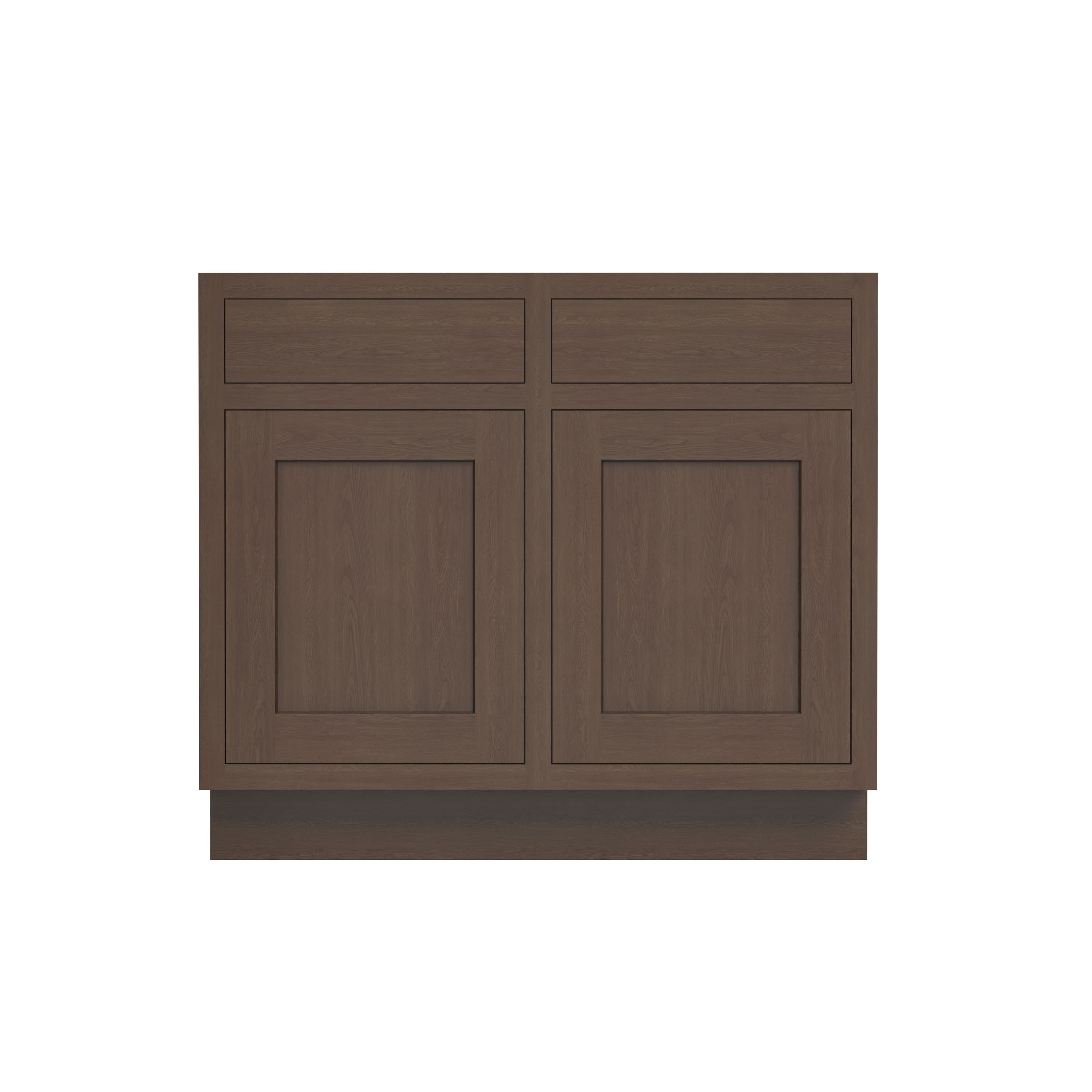 Inset Truffle Brown RTA 39-42"W x 34.5"H x 25"D 2-Size Sink Base Cabinet with 2 Doors and 2 False Drawers