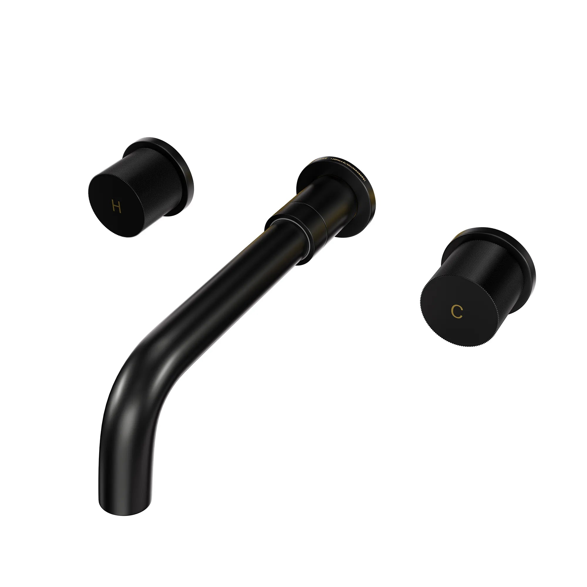 Matte Black 2-Handle Wall-Mounted Bathroom Basin Faucet with 360° Swivel Spout